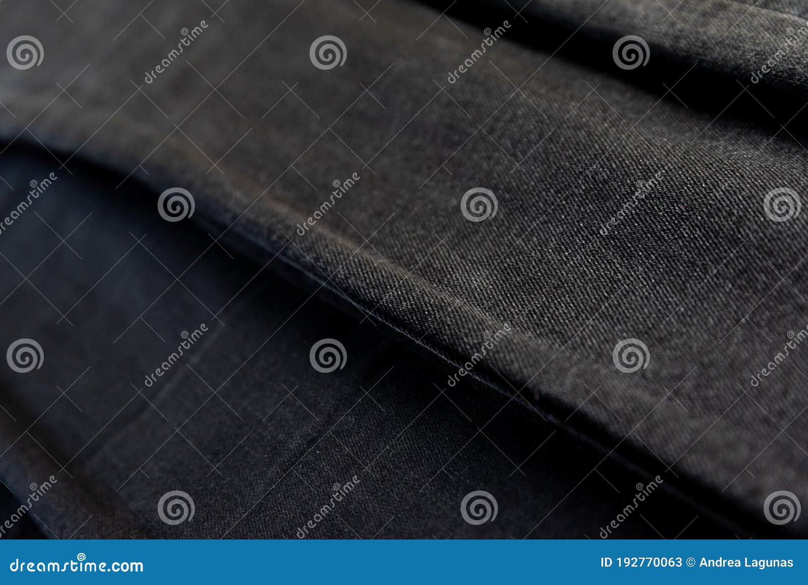 Detail of Different Black Denim Fabrics. Black Jeans Stock Image
