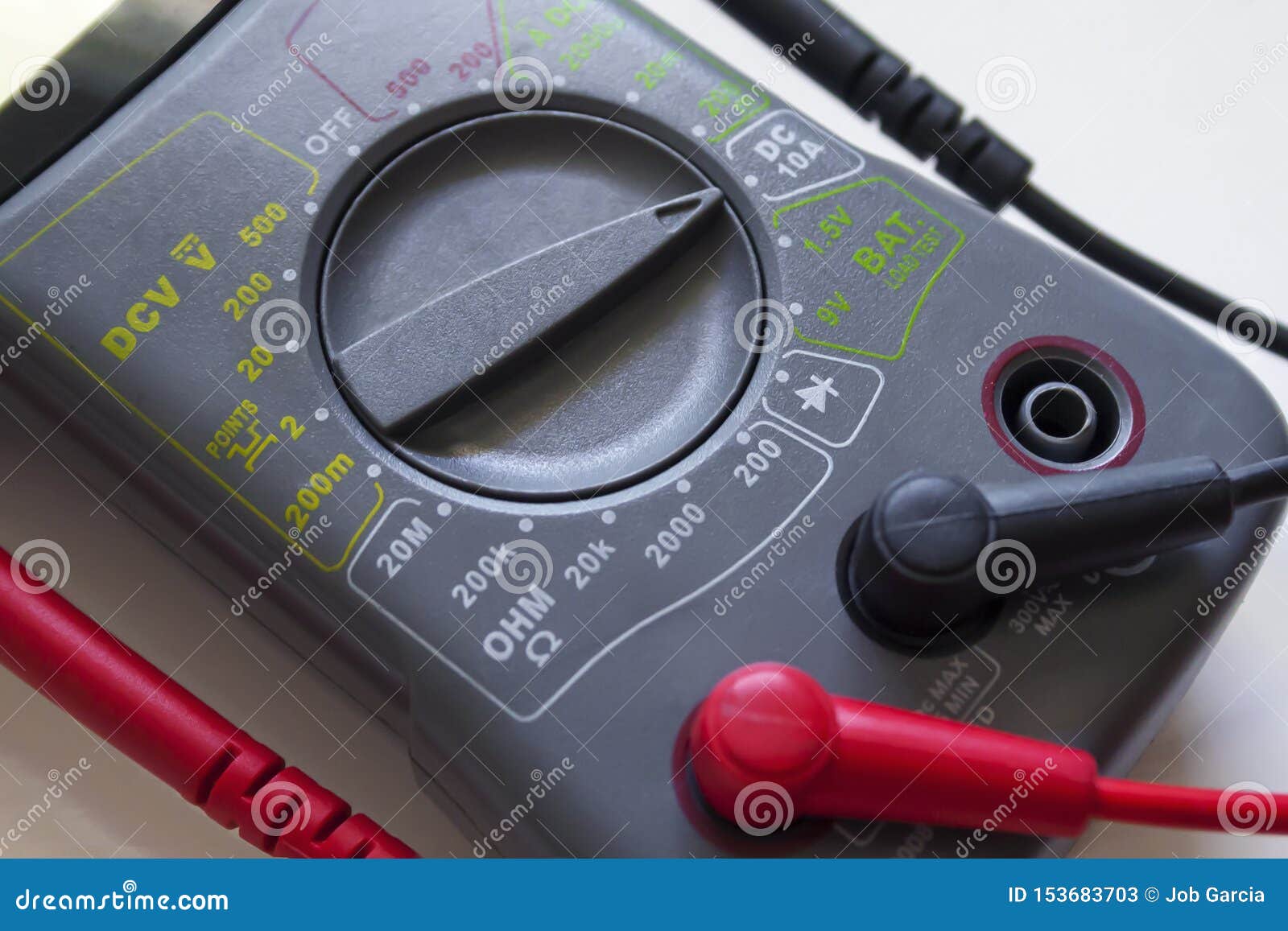 Digital Multimeter with Red and Black Cables Stock Image Image of