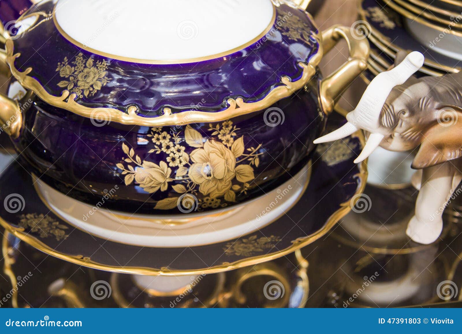 detail of dining tableware set