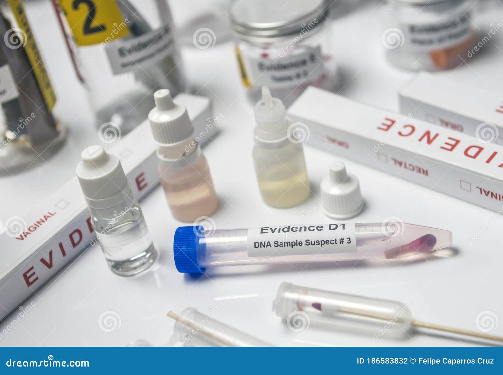 detail of dna sampling box in laboratorio forensic equipment