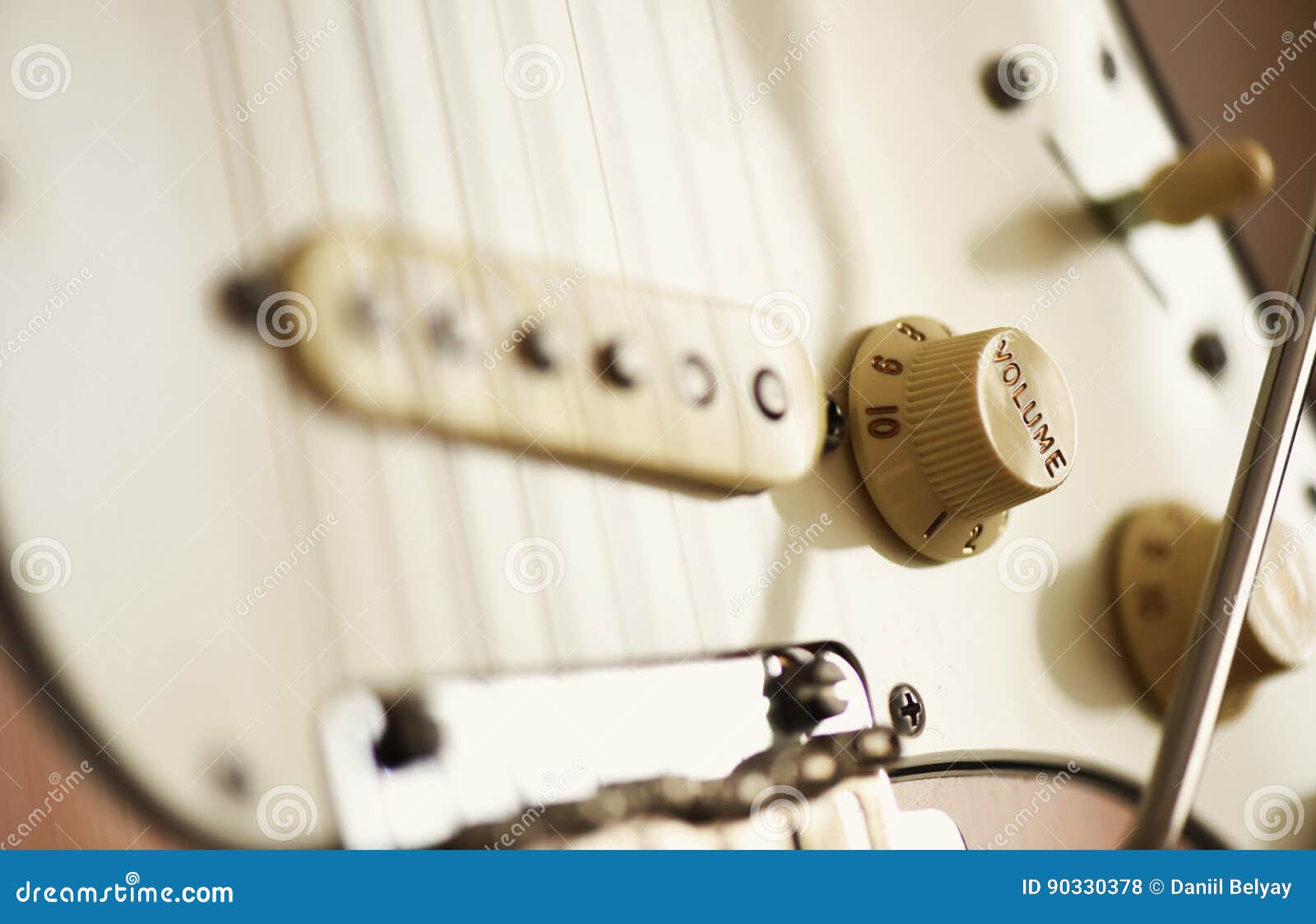 Detail of Electric Guitar Volume Control Focused Stock Photo Image