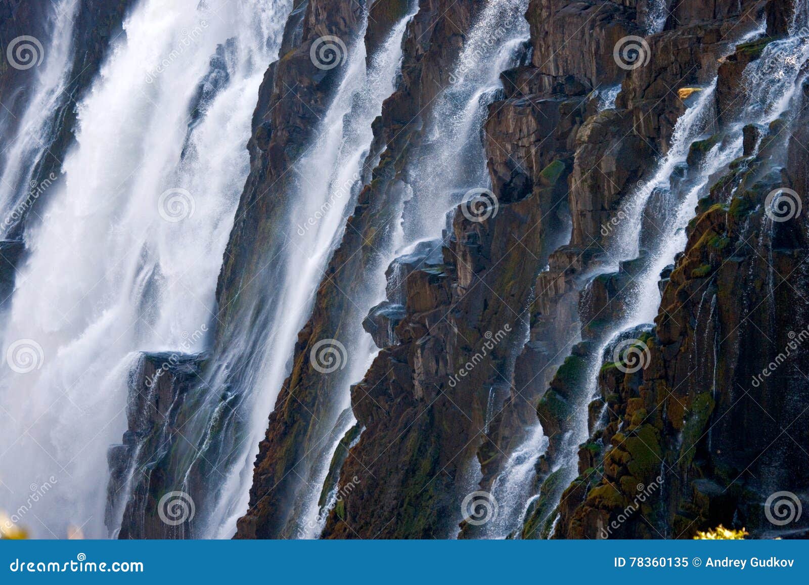 detail of falling water victoria falls. close-up. mosi-oa-tunya national park. and world heritage site. zambiya. zimbabwe.