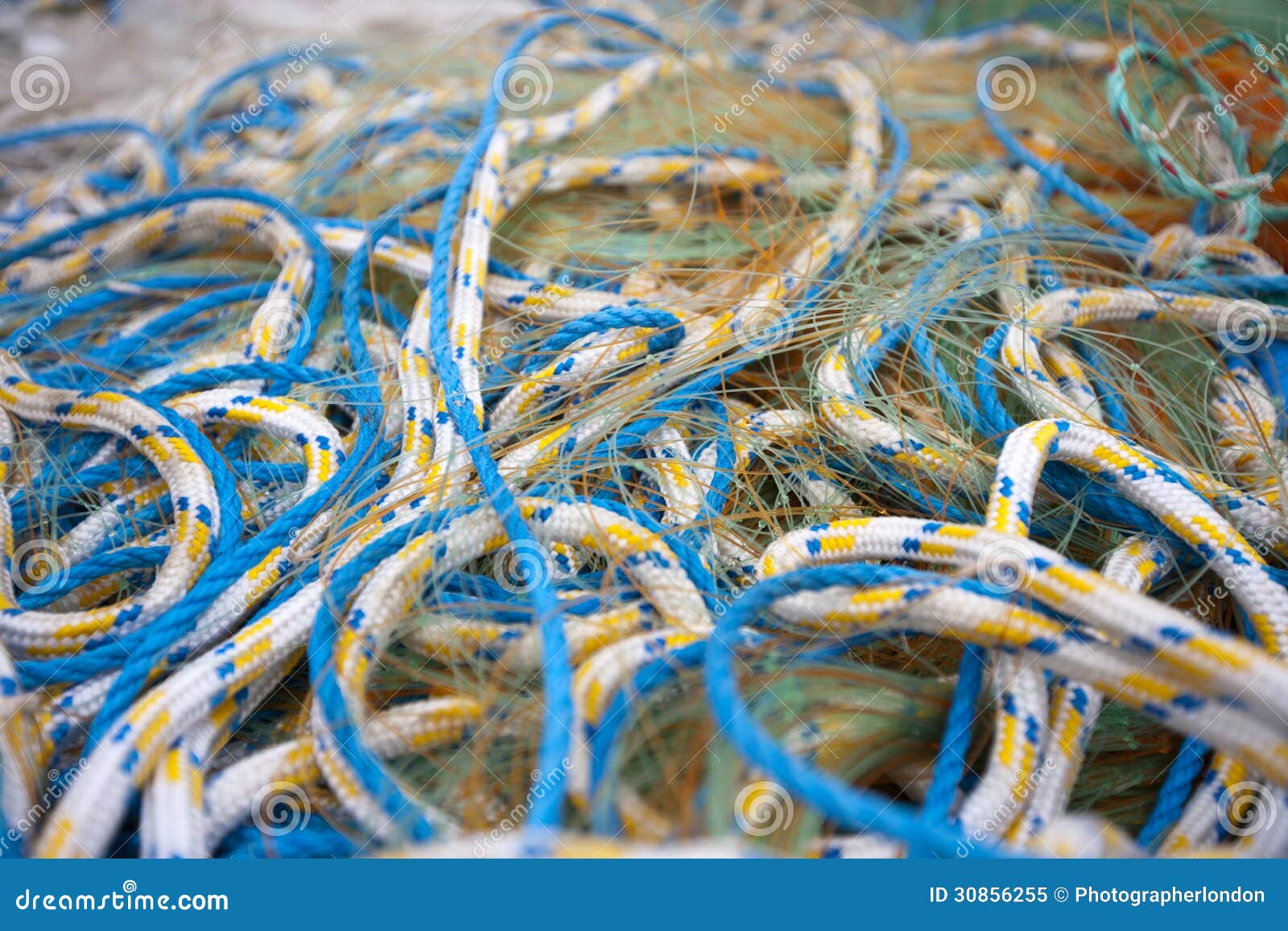 Detail of Fishing Nets and Ropes Stock Image Image of fishing, pile