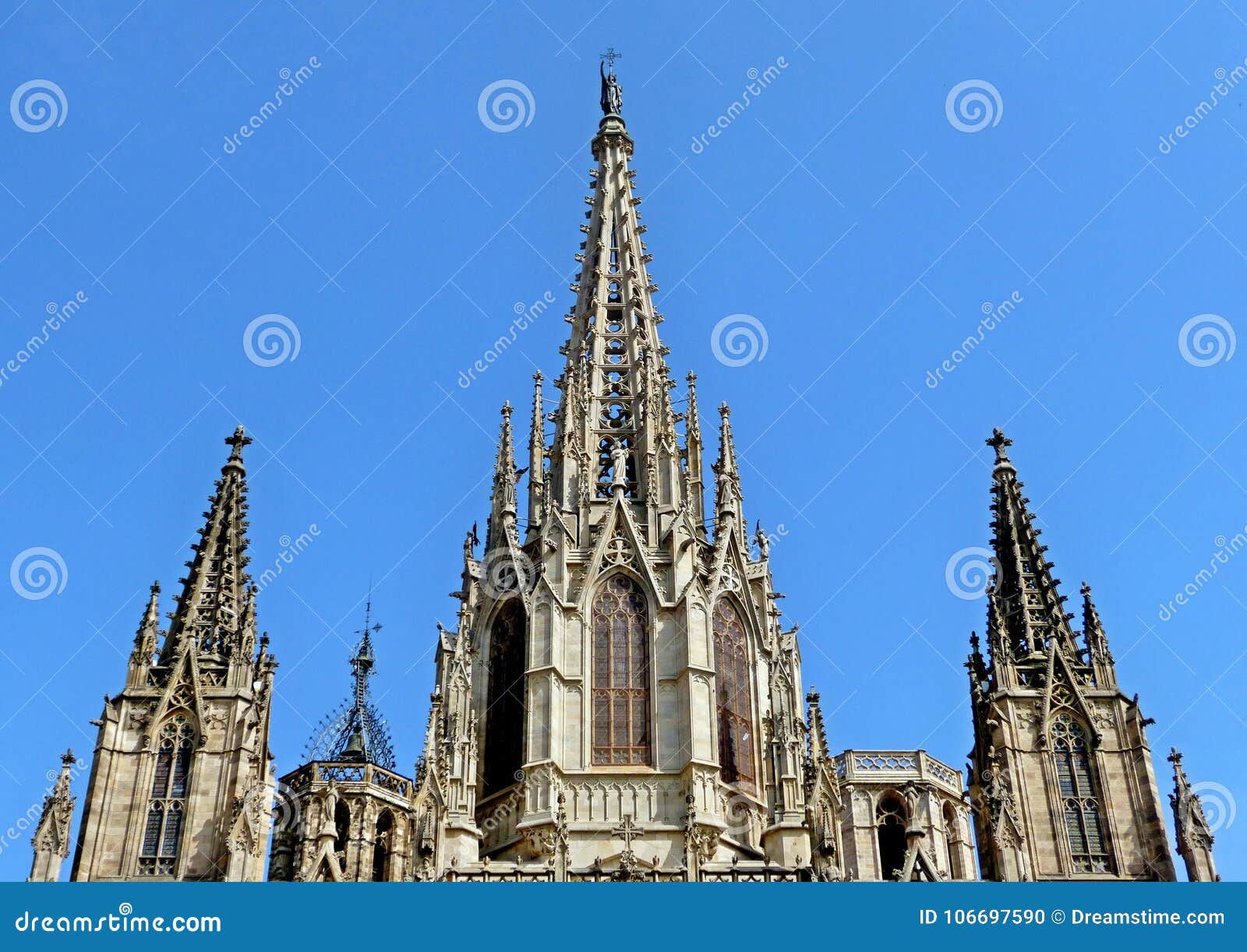 a detail in the front of the cathedral in barcelona