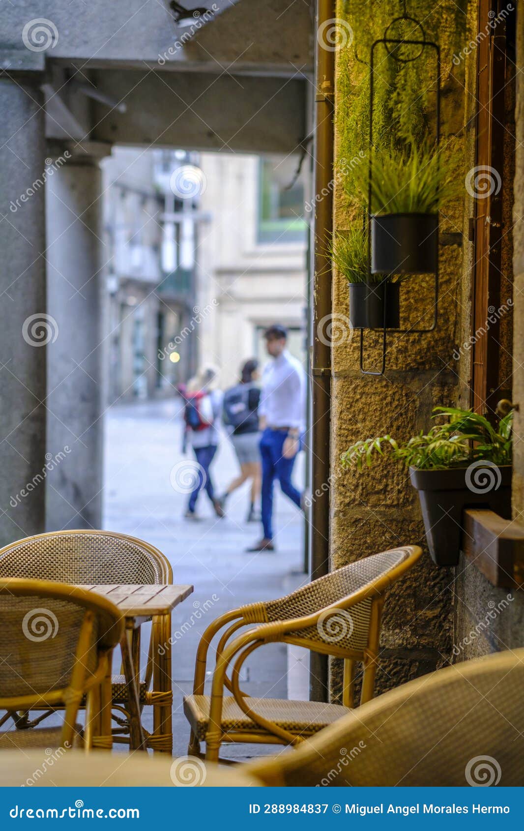 detail of the furniture in a terrace of a cafeteria.