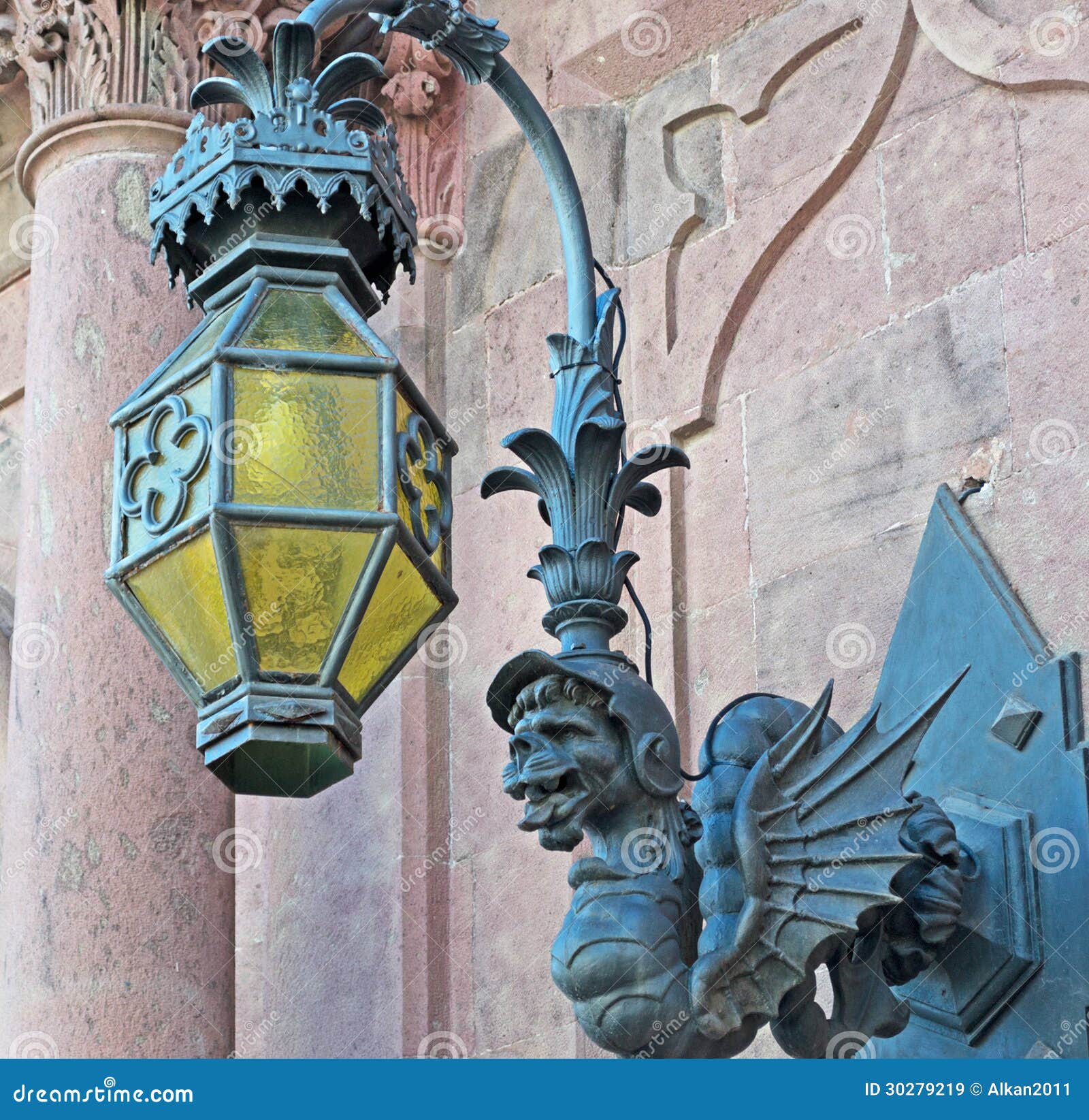 Lamp and gargoyle stock image. Image of electric, cityscape - 30279219, image size:1600x1645