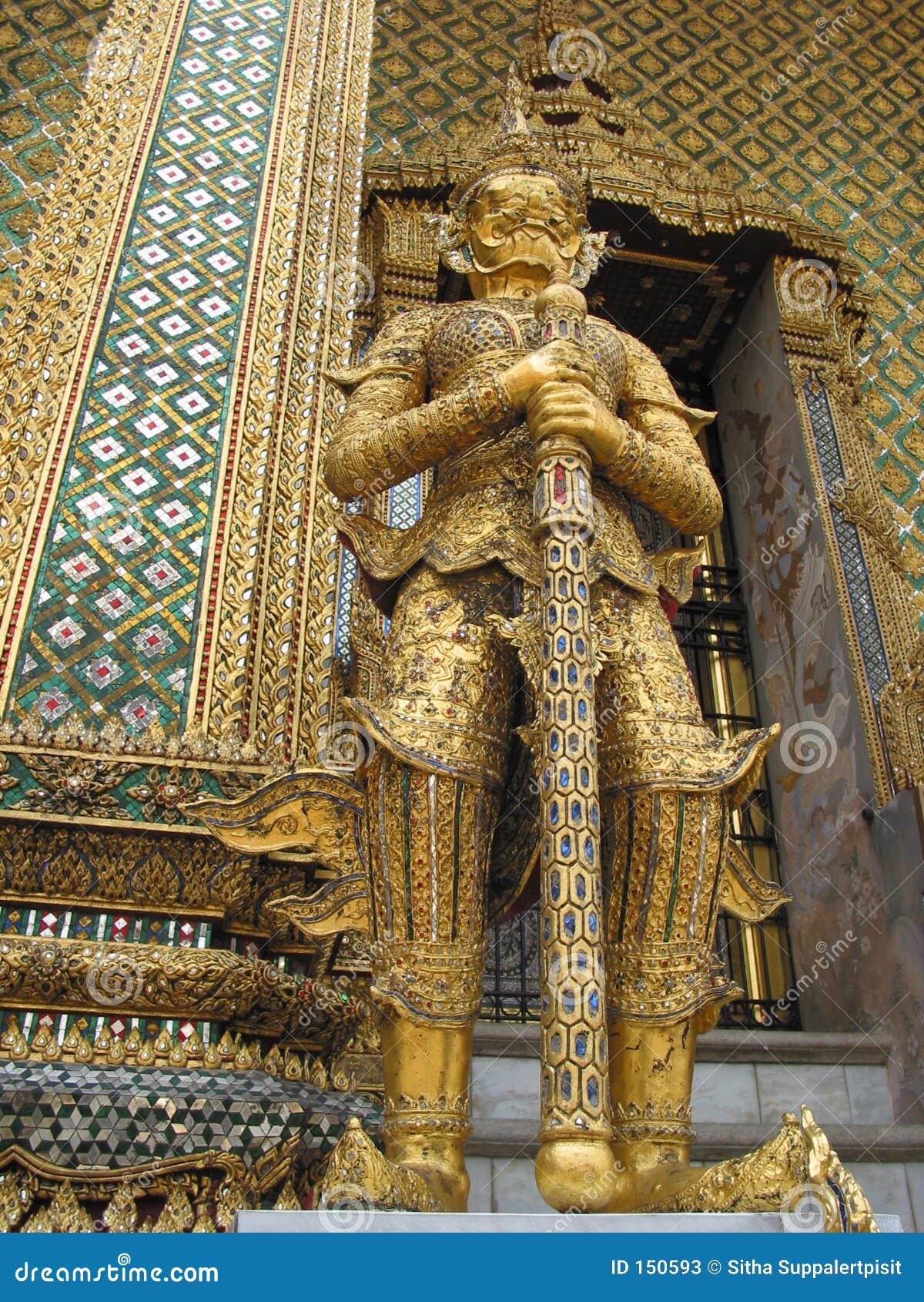 detail of a giant, wat phra kaew, bangkok, thailand