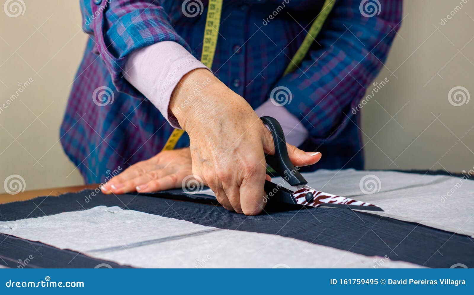 Hands of Dressmaker Cutting a Cloth Stock Image - Image of craft ...