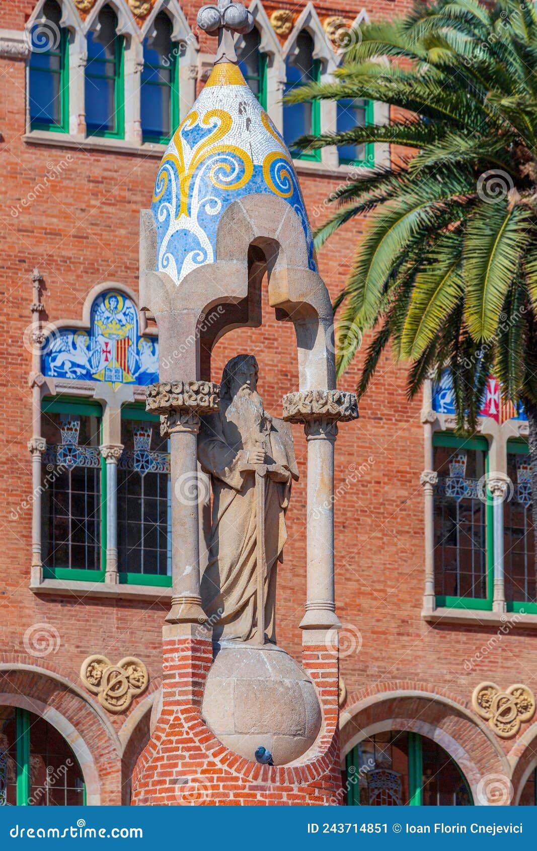 detail of the hospital de la santa creu i sant pau in barcelona, catalonia, spain