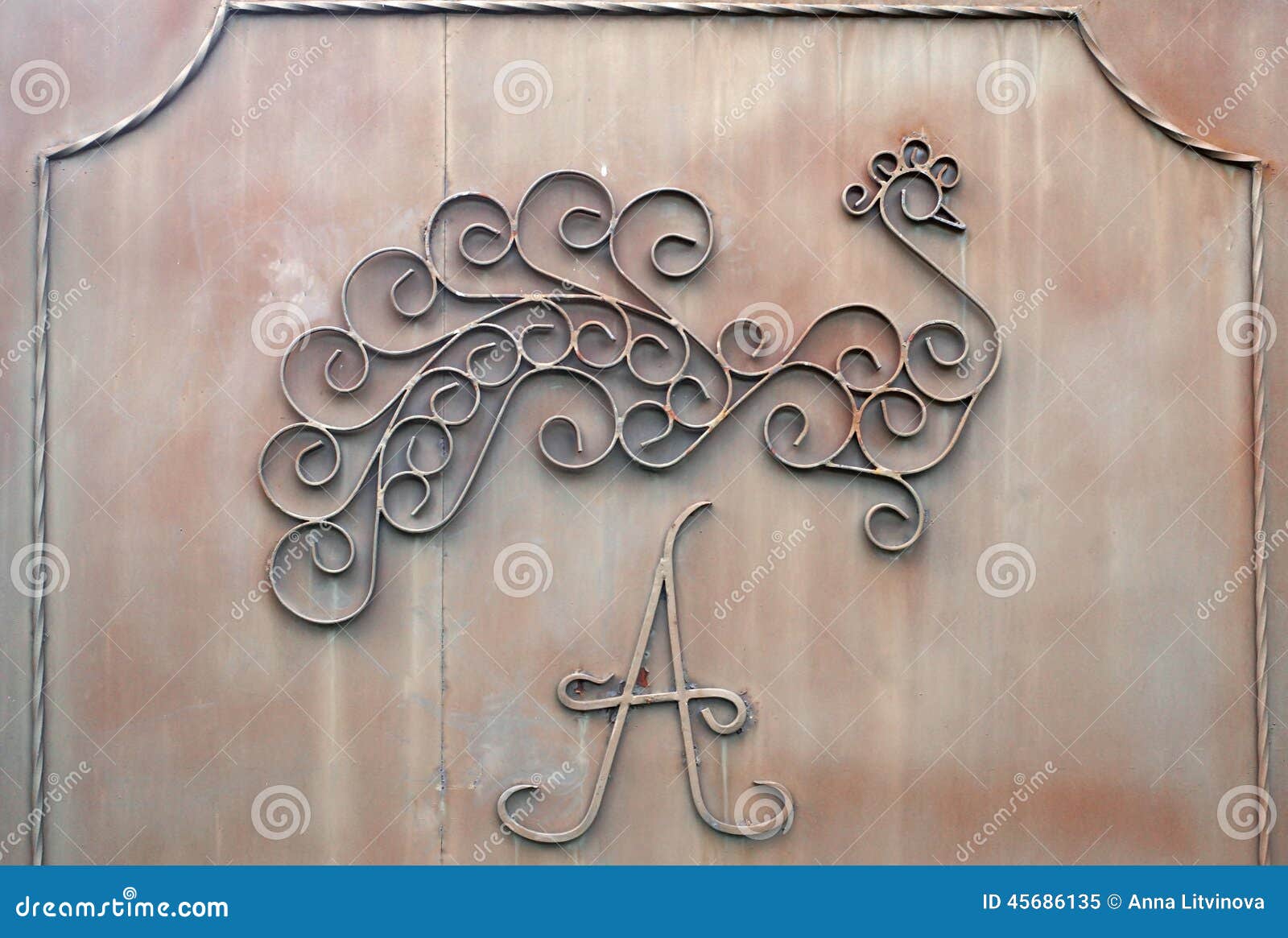 Detail of Iron Gates with Letter Stock Image Image of building