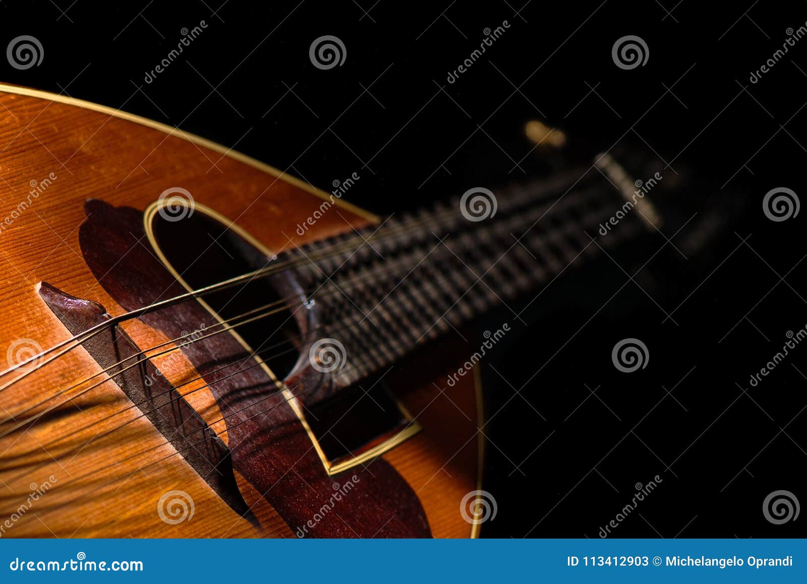 Detail of a Italian Mandolin with Black Background Stock Image Image