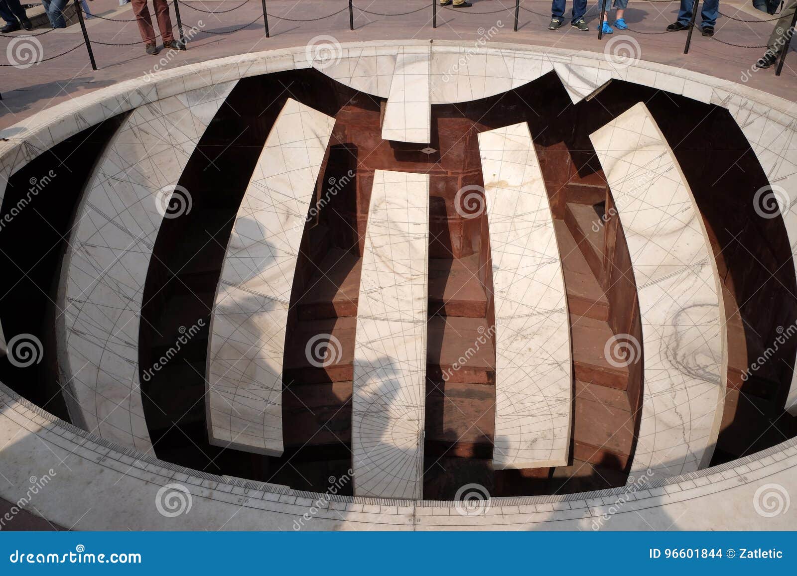 detail of the jai prakash yantra, a sundial which measures altitudes, azimuths, hour angles and declinations in the jantar mantar.