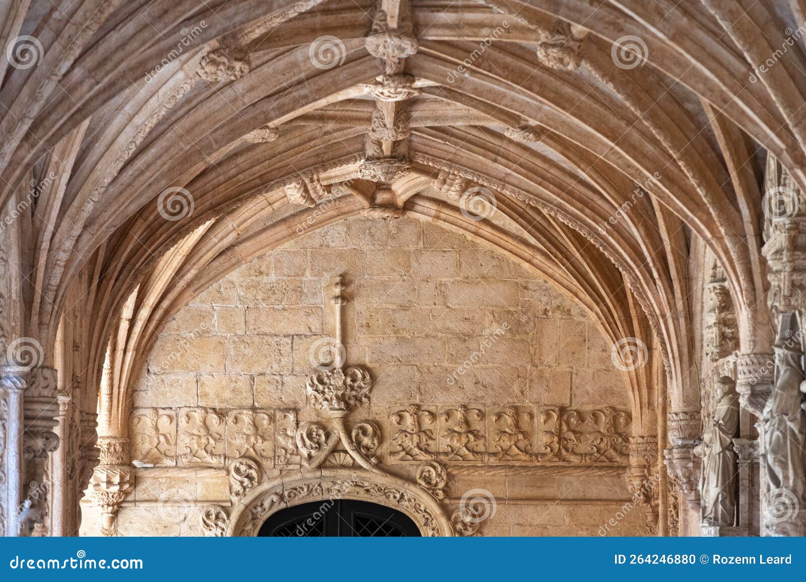 detail of jeronimos monastery arches, belem, lisbon, portugal