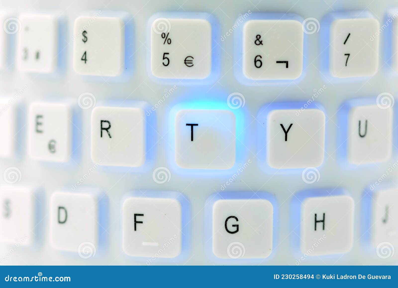 keyboard of a computer with blue light