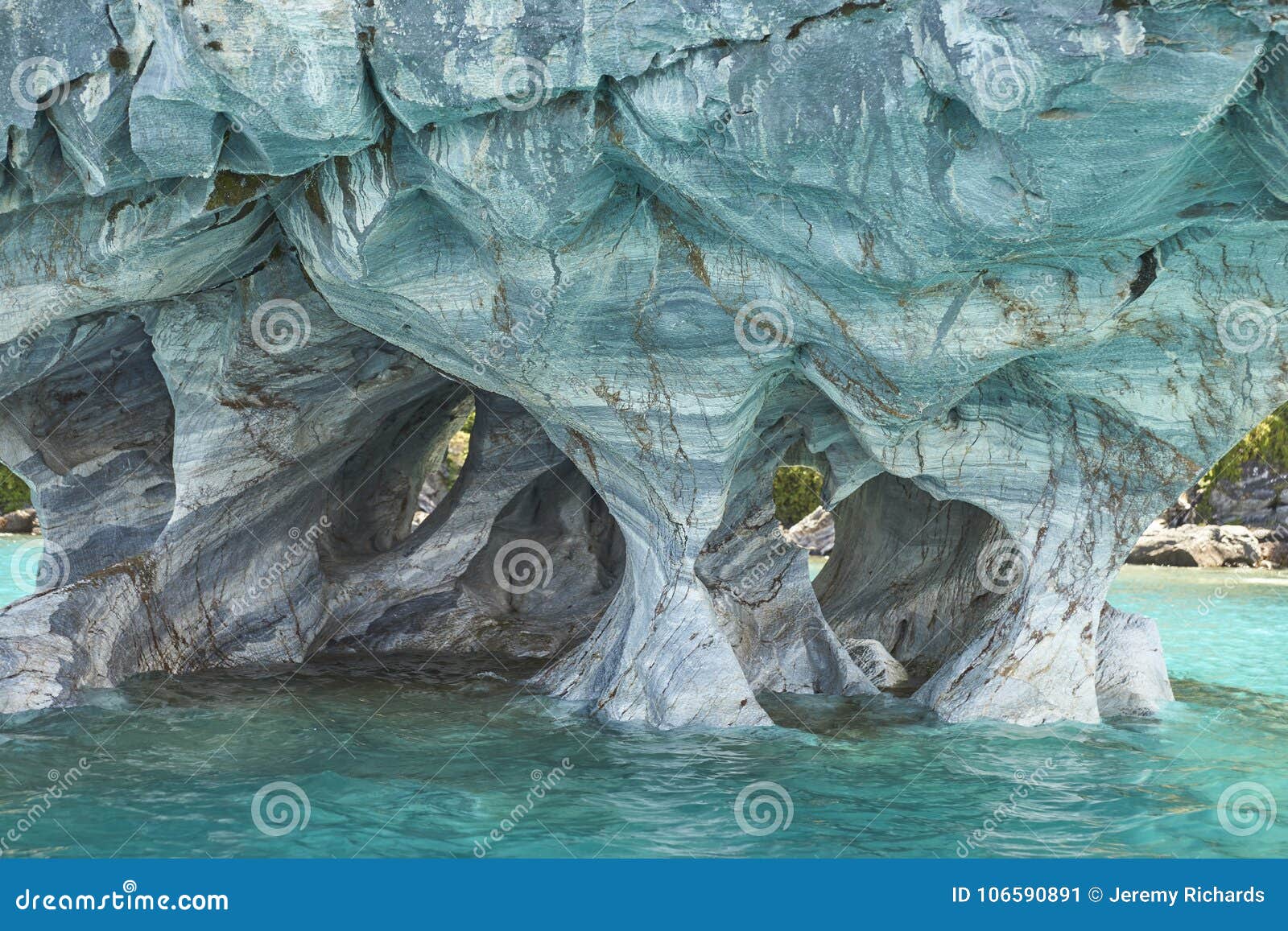 marble caves in northern patagonia, chile.