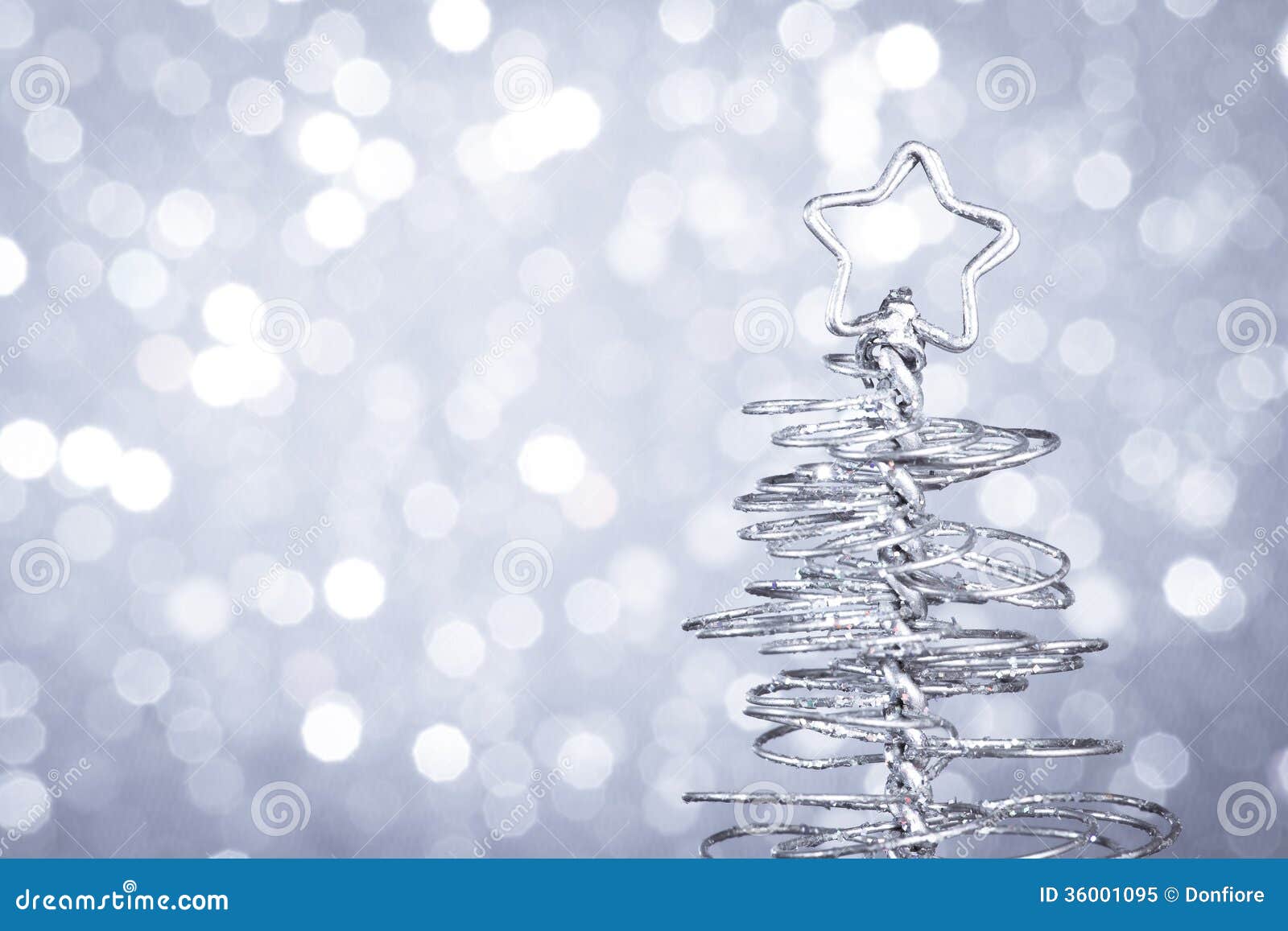Detail Of Metallic Modern Christmas Tree On Wood Table Royalty Free