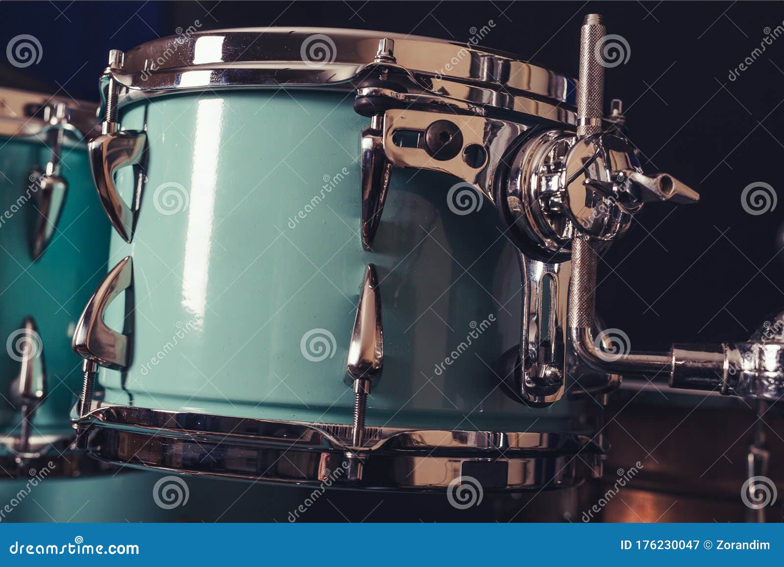 Detail of a Drum Kit Closeup . Drums on Stage Retro Vintage Picture. Stock  Image - Image of closeup, metal: 176230047