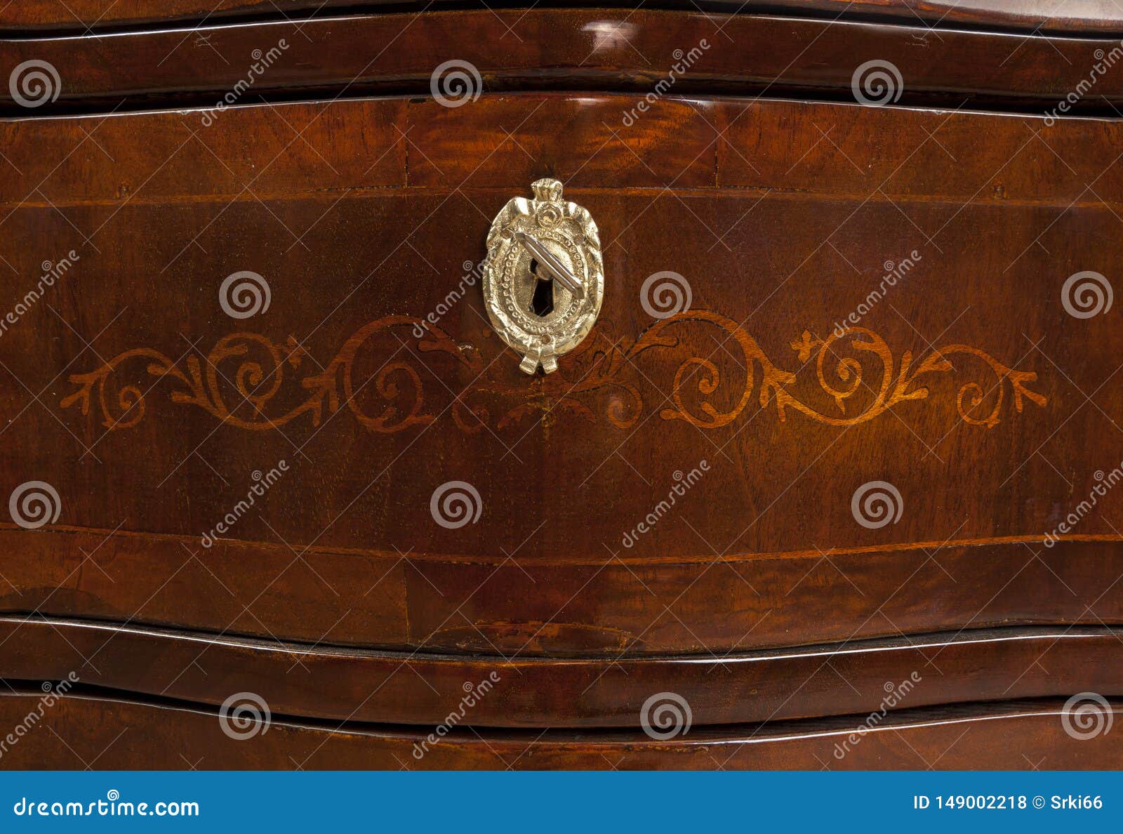 Detail Of An Old Antique Furniture With A Lock Stock Photo Image