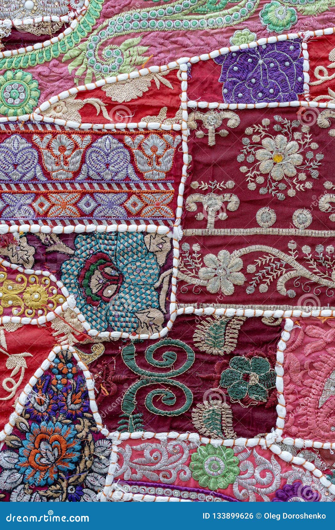Detail Old Patchwork Carpet. Close Up Stock Photo Image of fabric