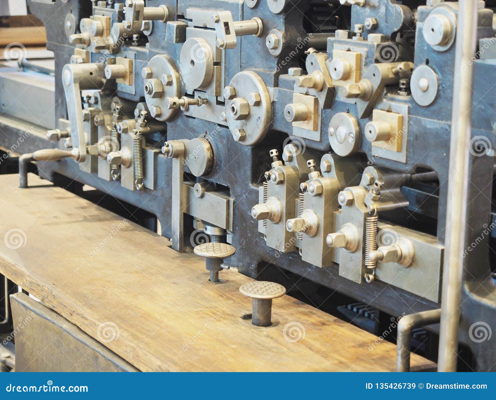 Old Printing Press. Old Printing Press Polygraphic Equipment. Stock