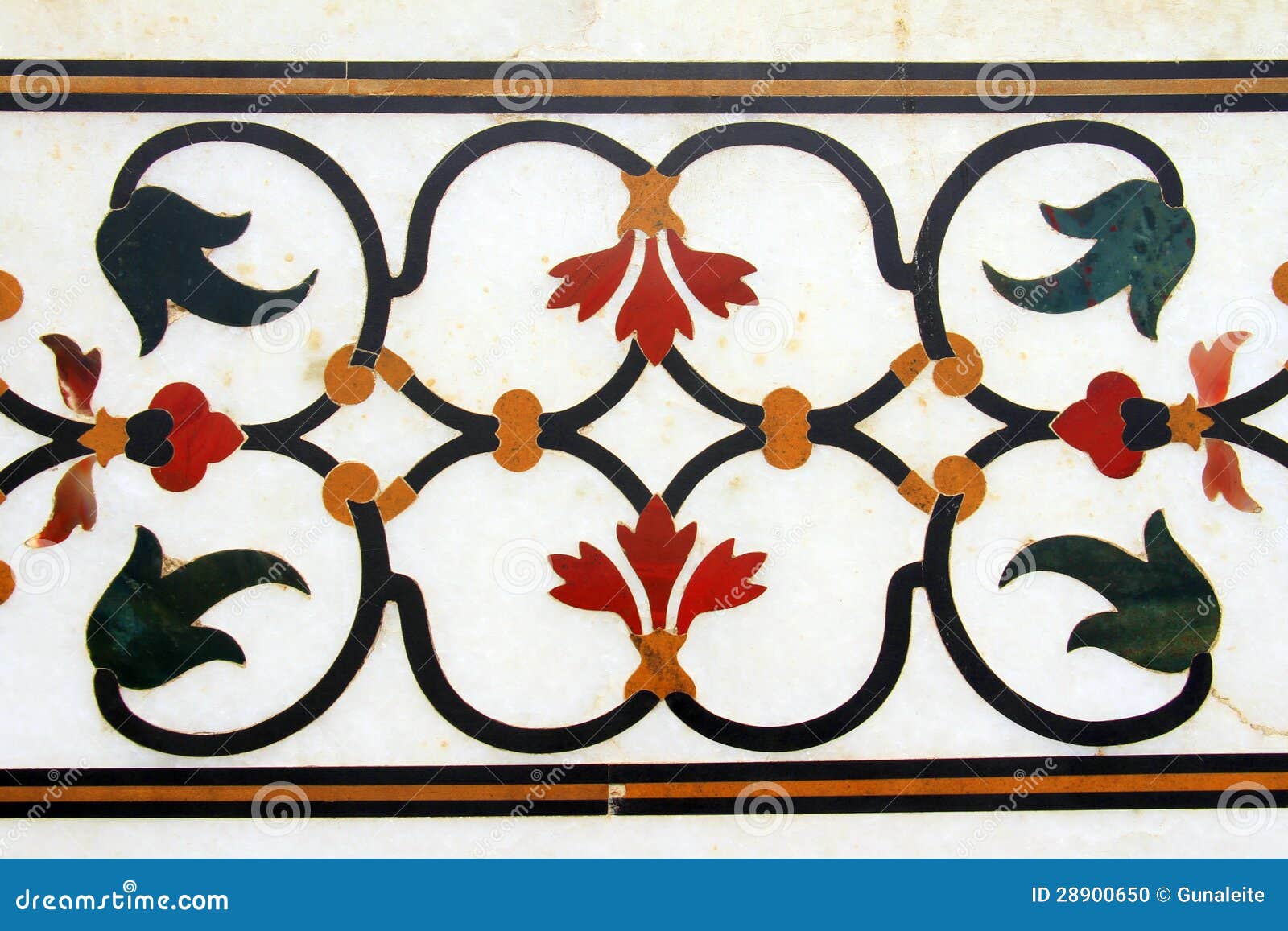 Detail Of Pietra Dura Inlaid Work In Taj Mahal Stock Photo