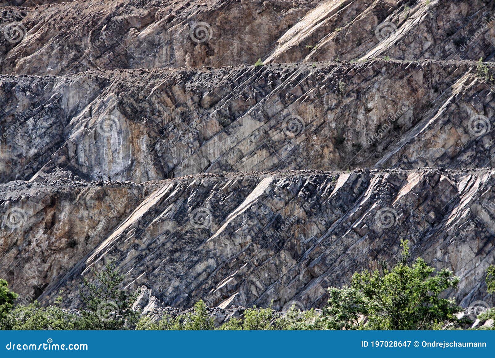 Detail of Quarry with Rocky Hill Lit by Sun Stock Image Image of