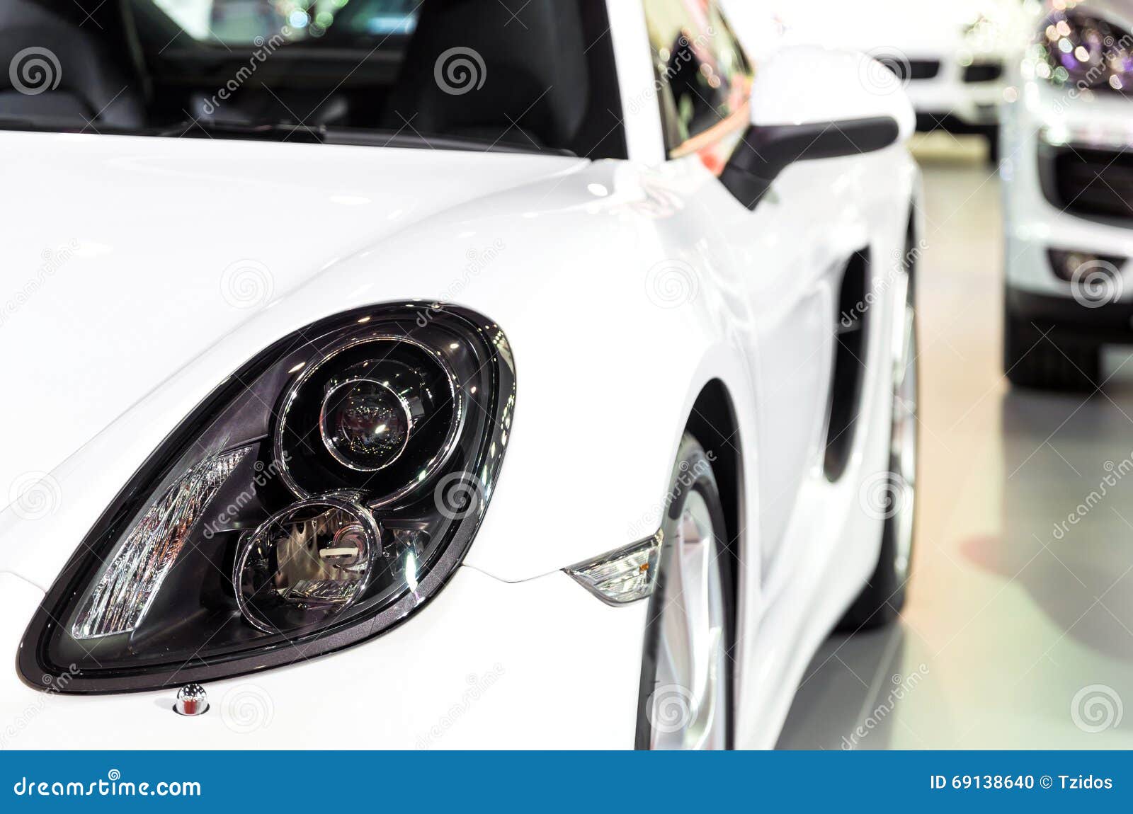 Detail on the Rear Light of a White Car in Hall Room Editorial Image