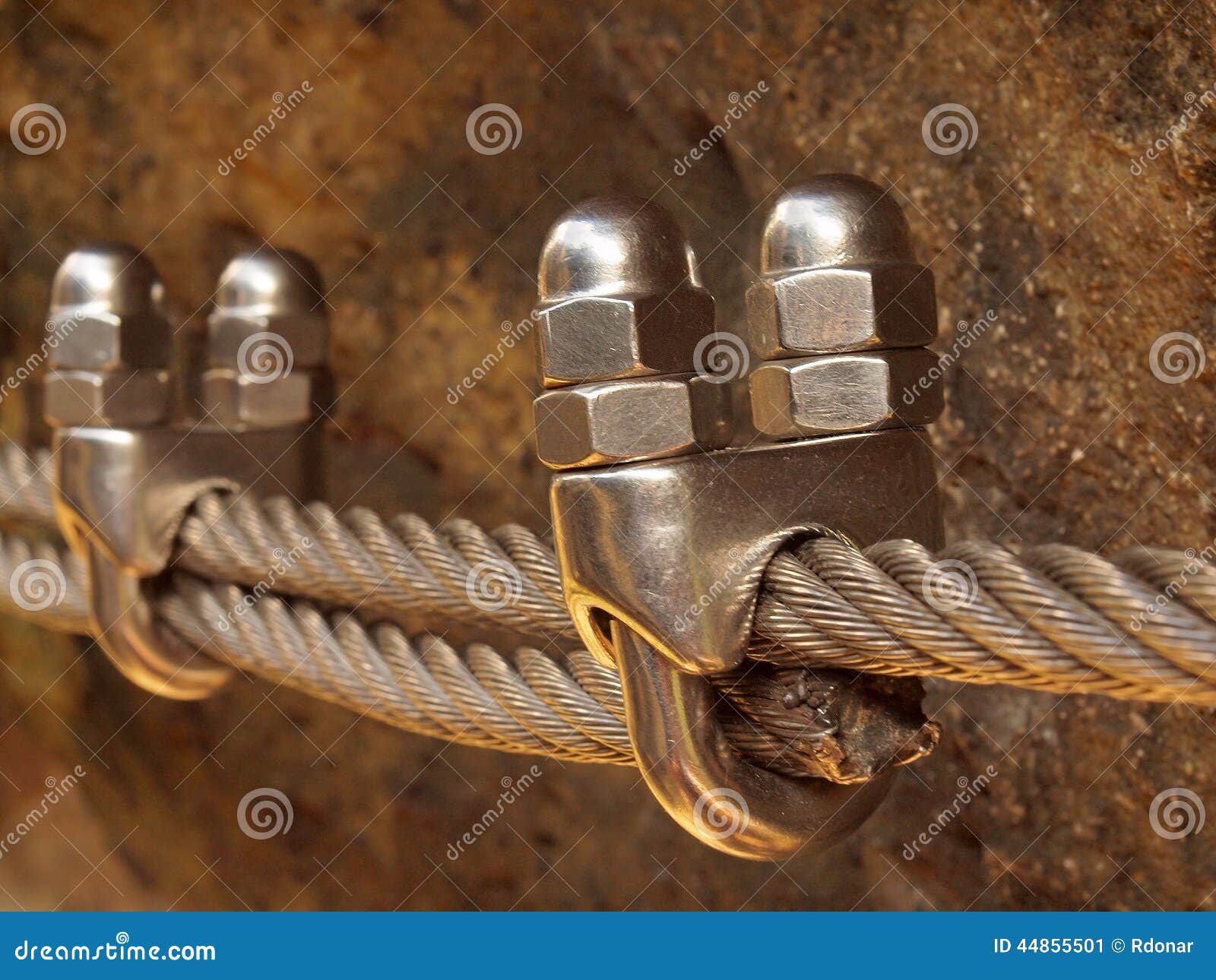 Detail of Clamp at End of Irone Rope. Climbers Iron Twisted Rope