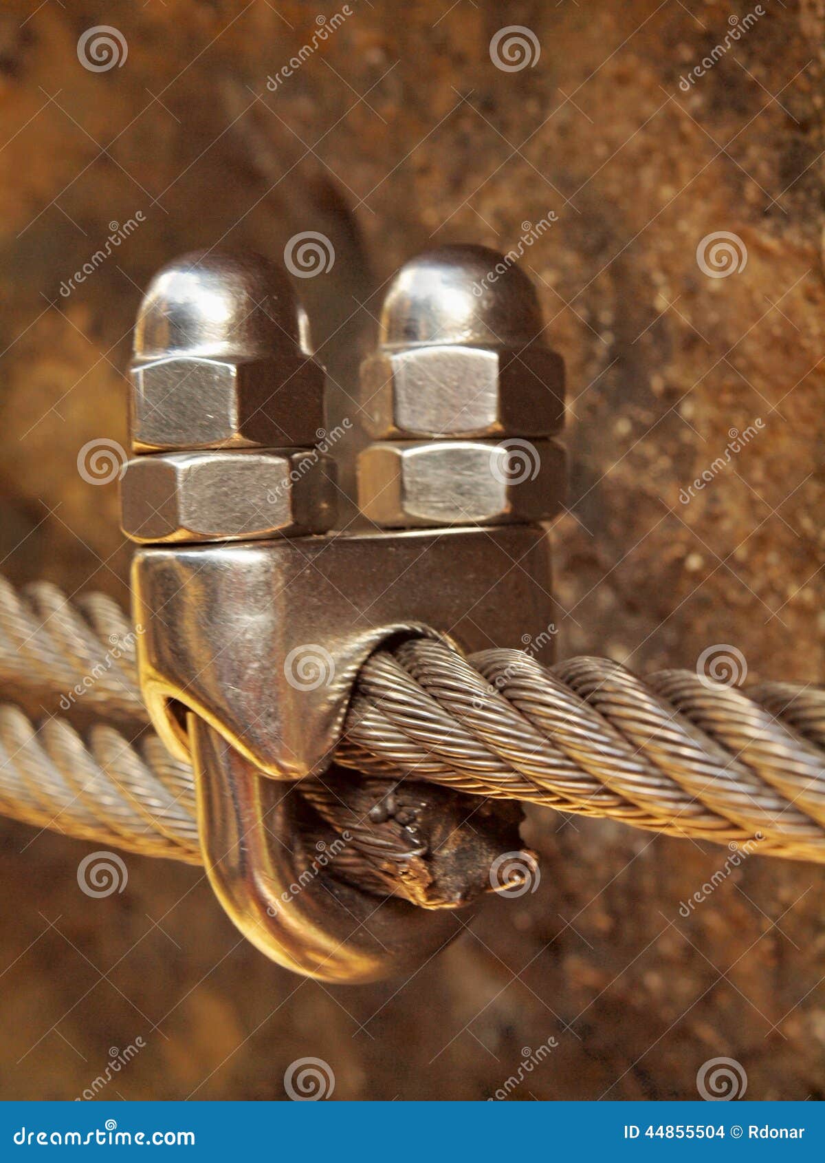 Detail of Clamp at End of Irone Rope. Climbers Iron Twisted Rope
