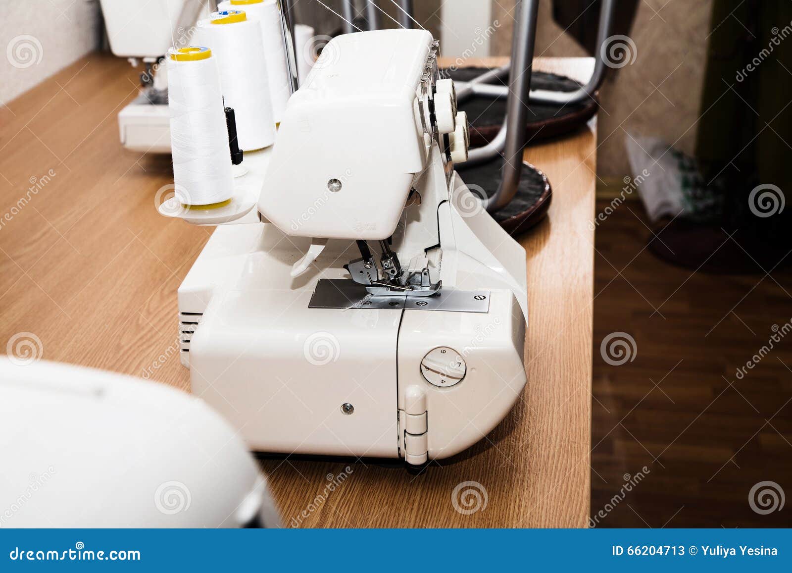 Detail of Sewing Machine and Sewing Accessories. Stock Image Image of