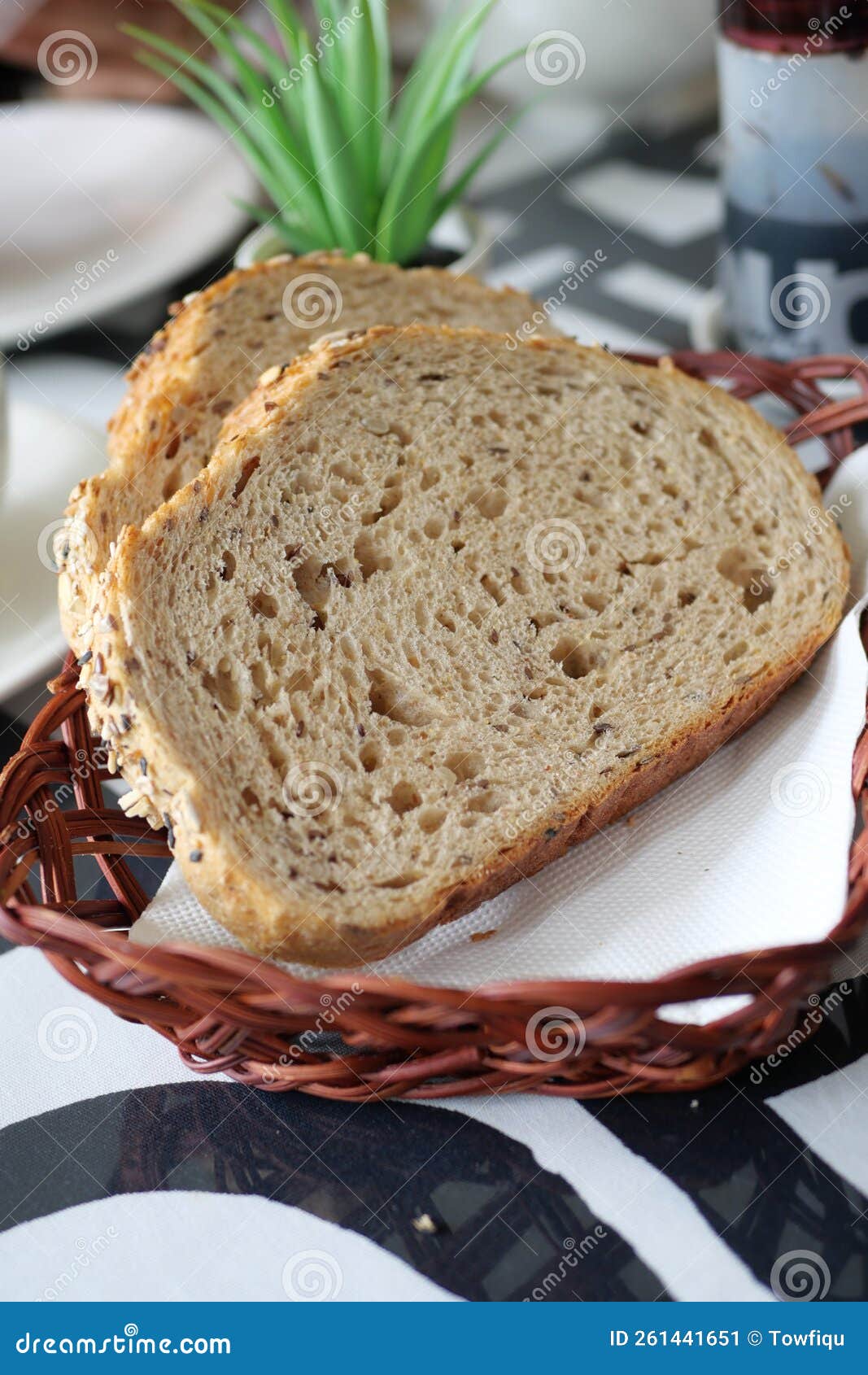 Detail Shot of Whole Grain Baked Bread on Table Stock Image Image of