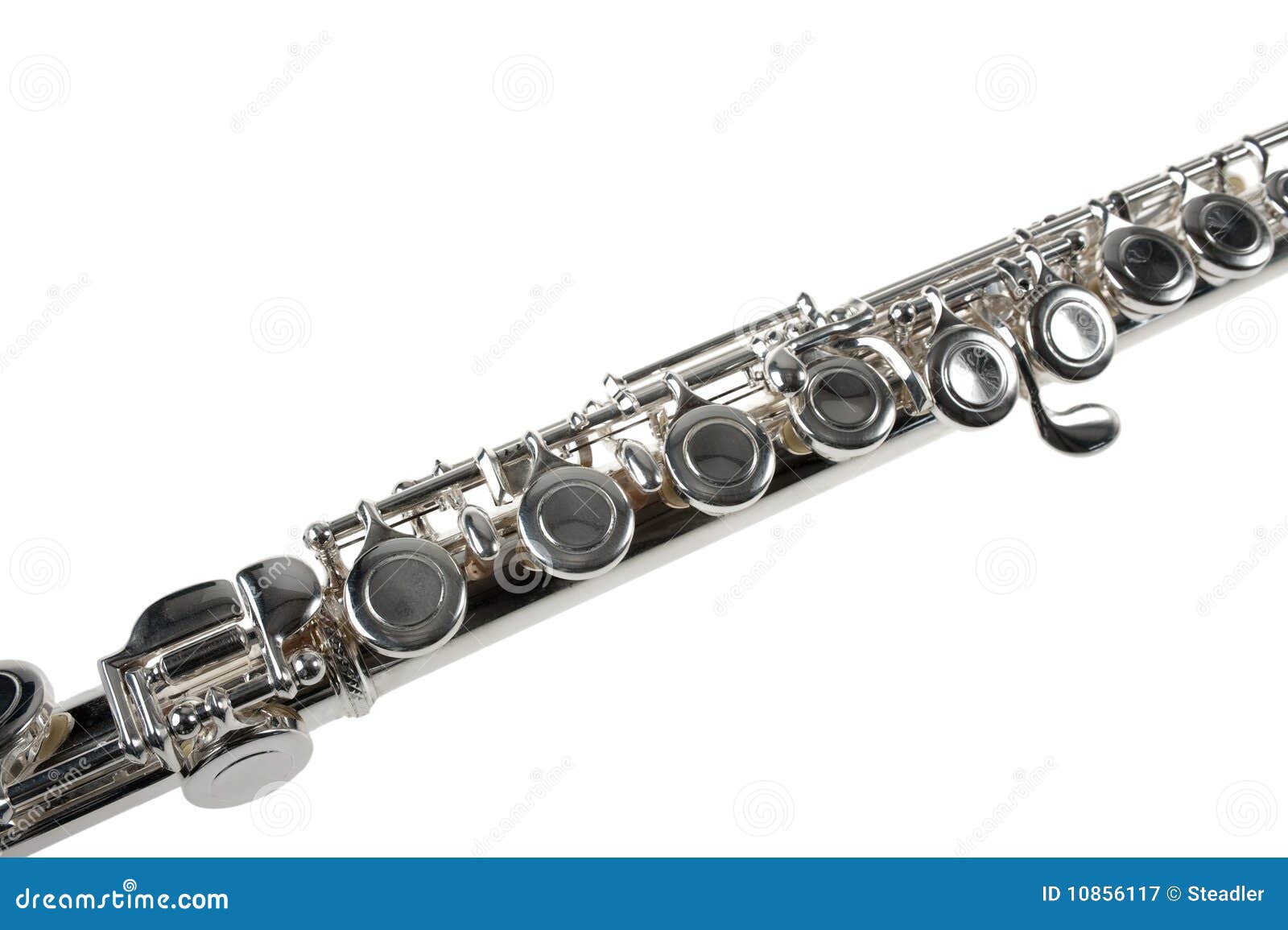 Detail of a Silver Flute on White Stock Image Image of music, flute