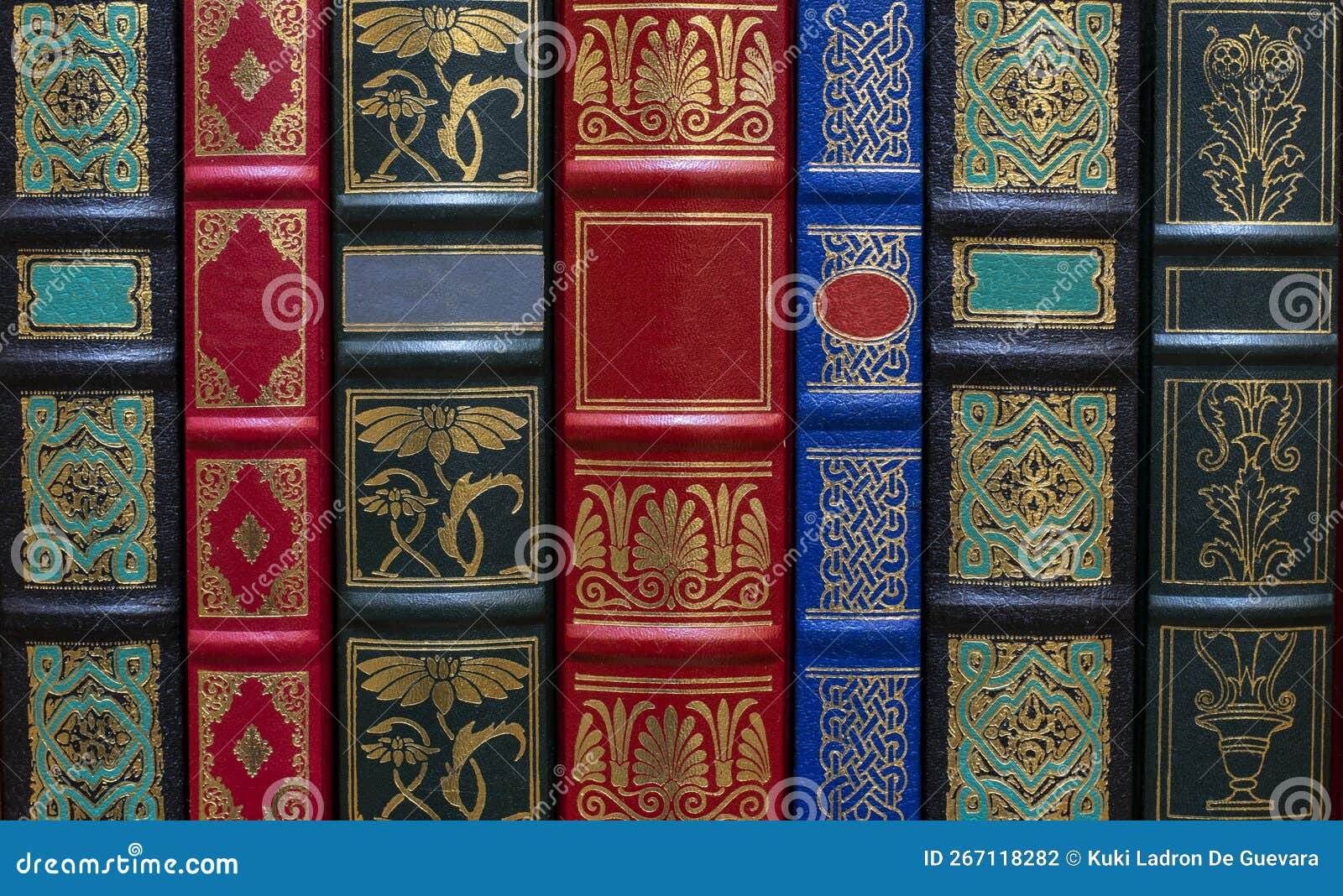 detail of some classic books on a shelf