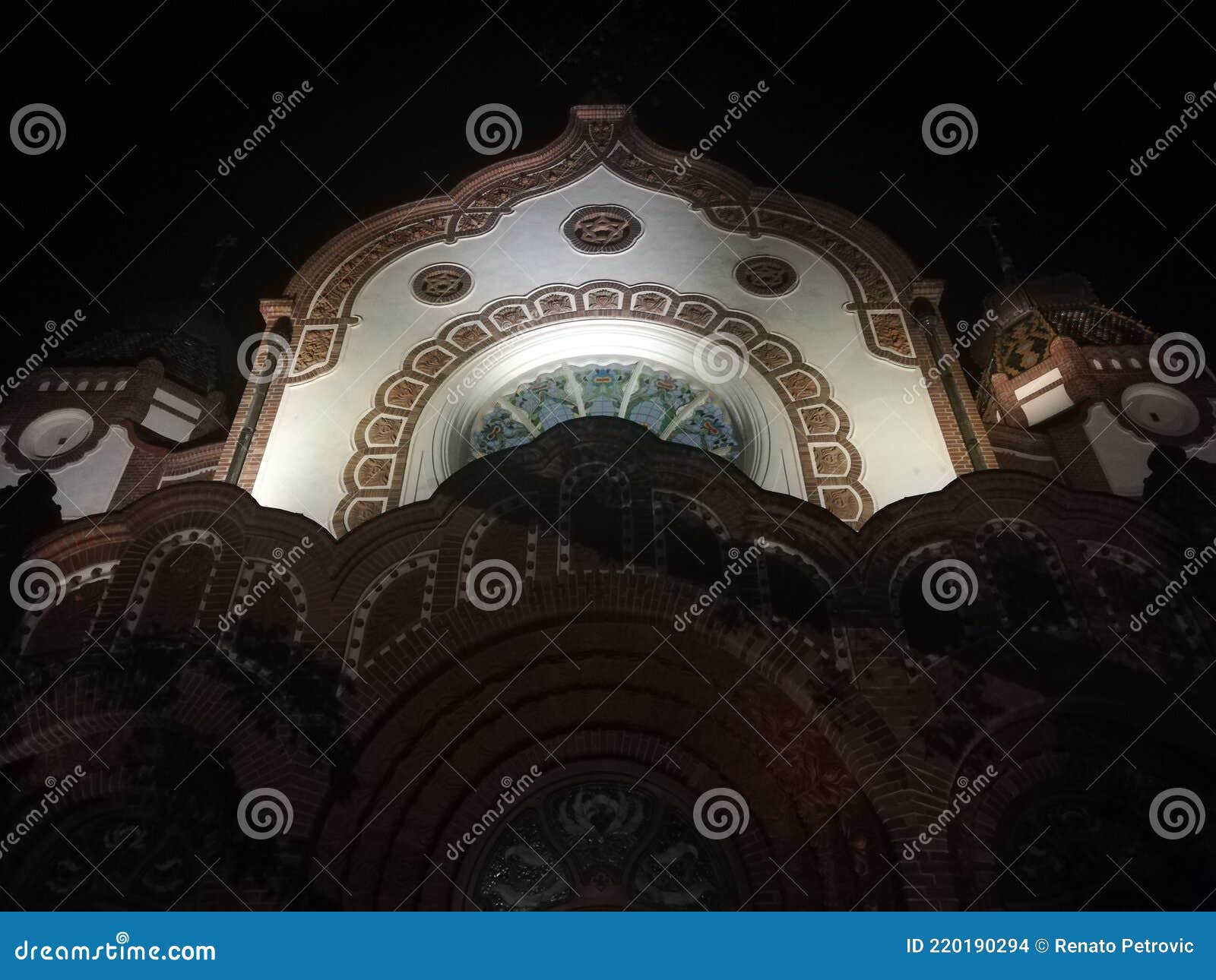 Detail Of Subotica Synagogue By Night Also Known As Jakab And Komor