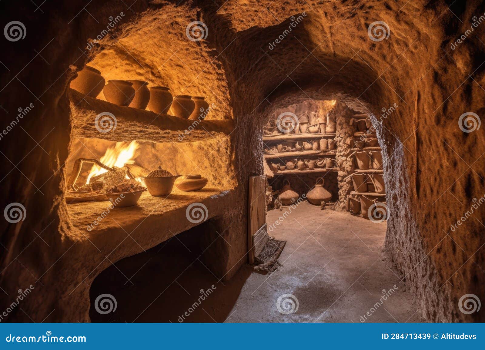 Detail of Traditional Kiln with Pottery Inside Stock Image Image of
