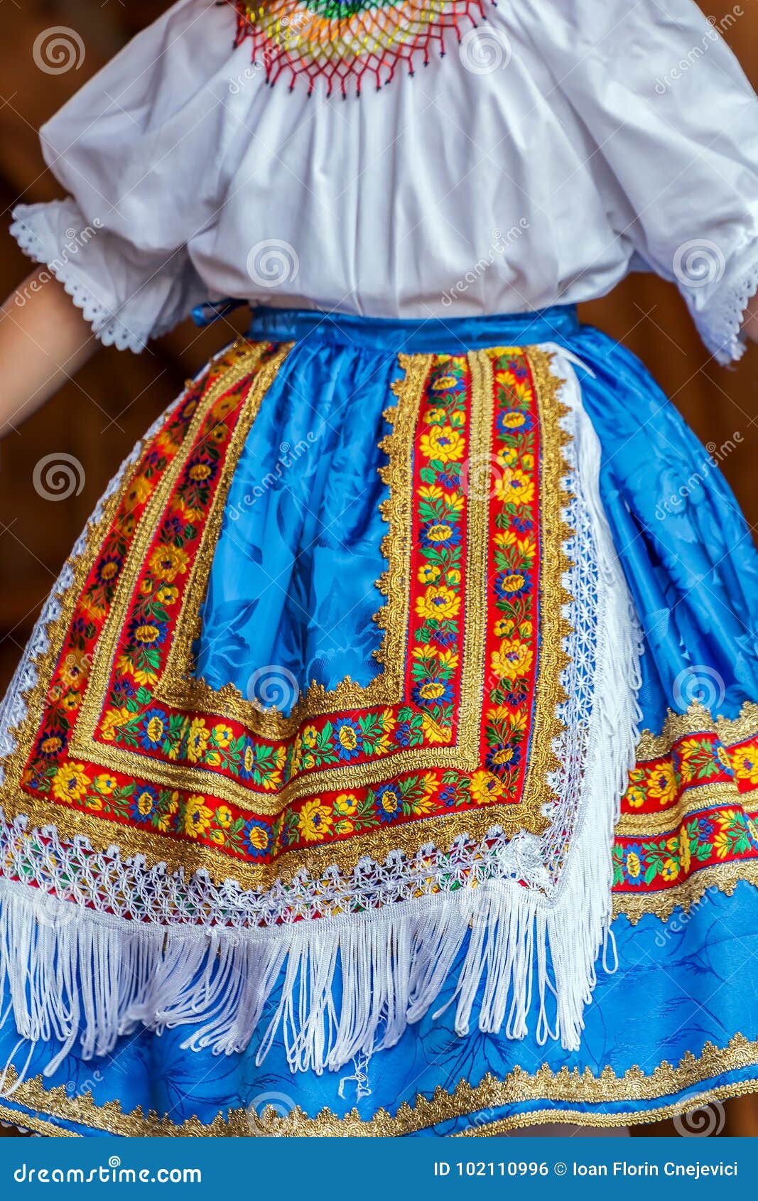 Detail Of Traditional Slovak Folk Costume Worn By Women Stock Photo ...