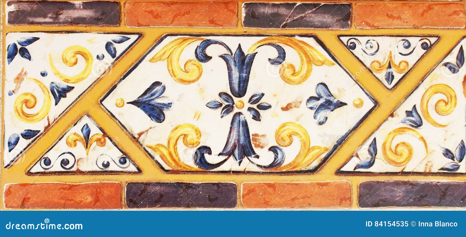 detail of the traditional tiles from facade of old house. decorative tiles.valencian traditional tiles. floral ornament. majolica,