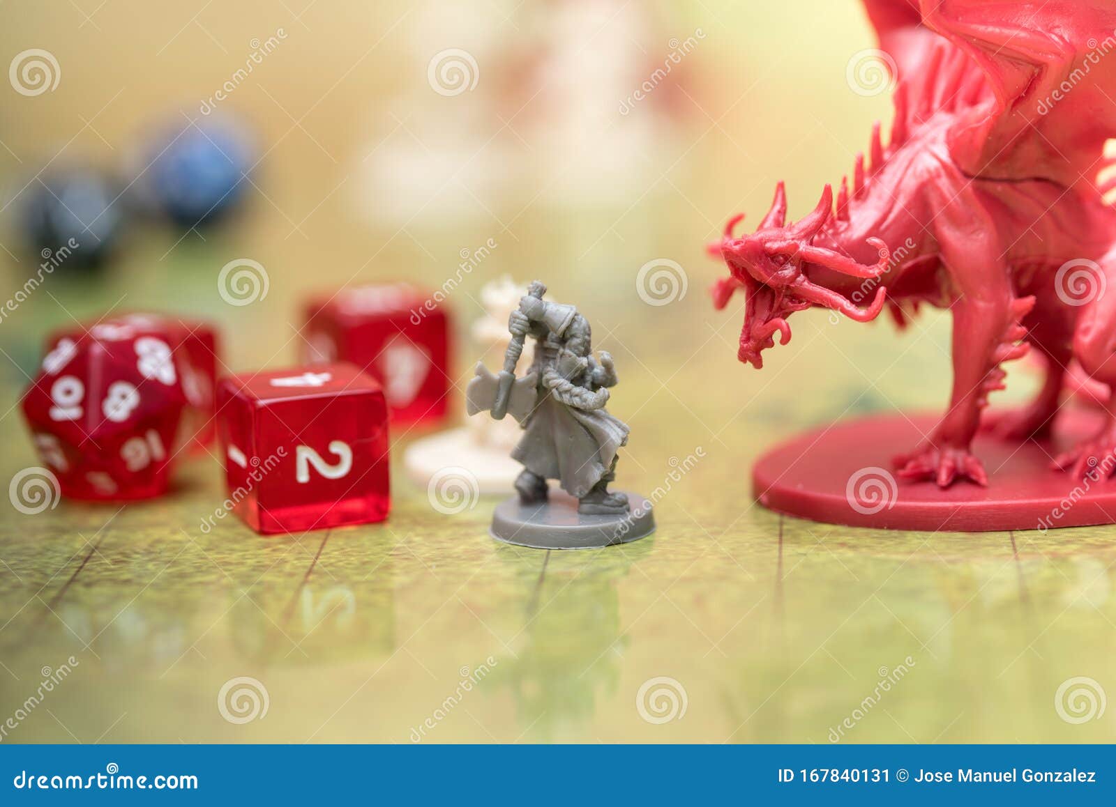 detail of two miniatures on the battlefield of the role-playing game of dungeons and dragons