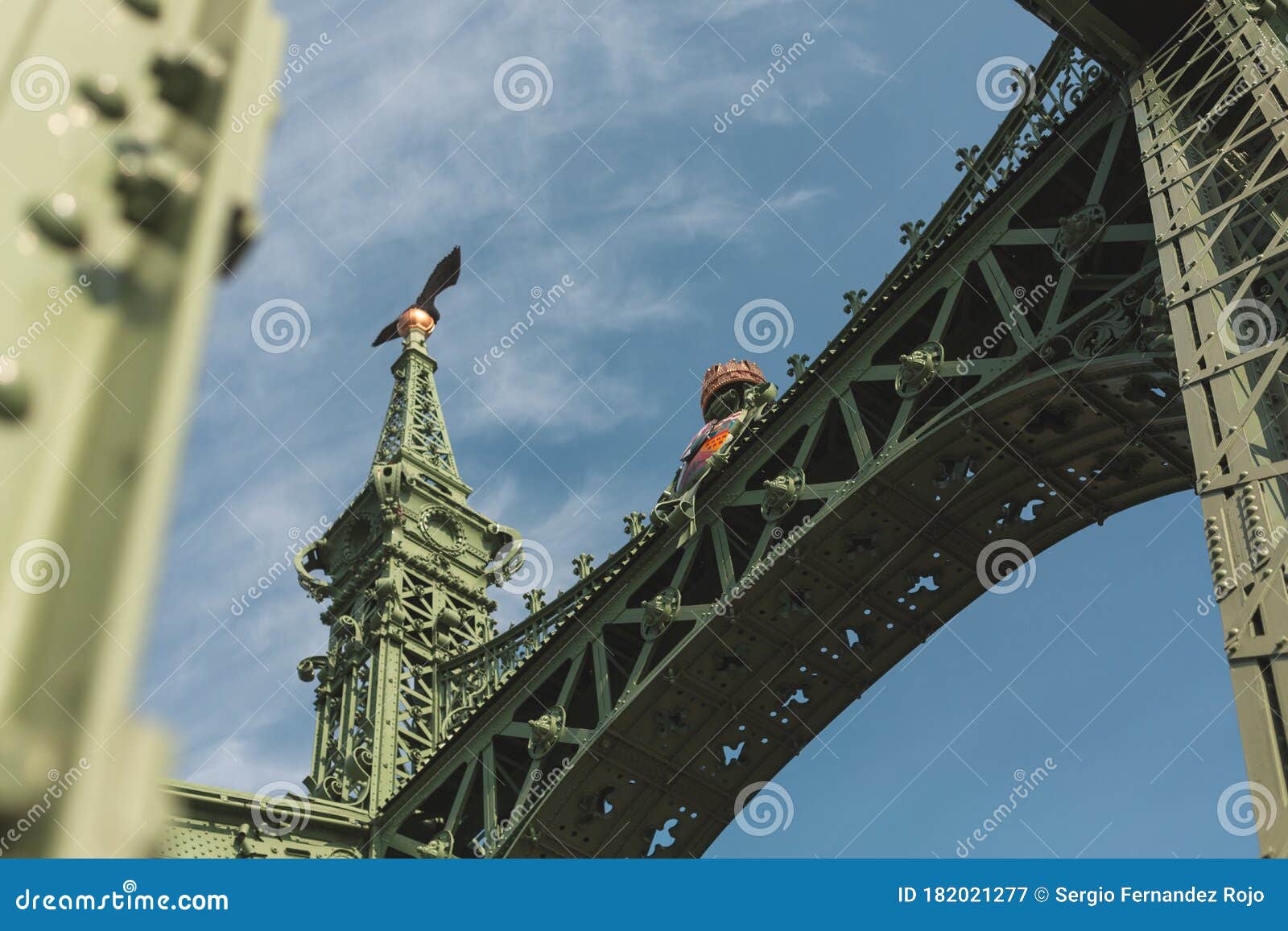 detail view of the liberty bridge, in budapest, hungary