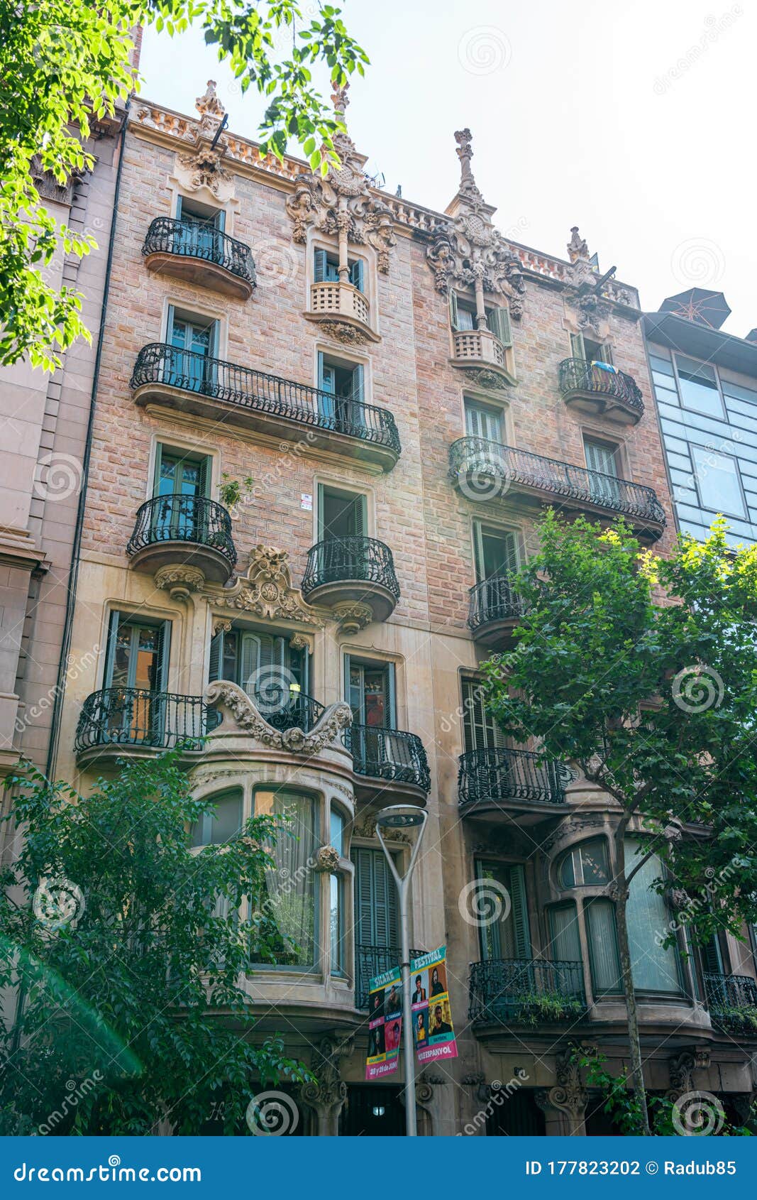 Detail of Vintage Facade Building Architecture in City of Barcelona ...