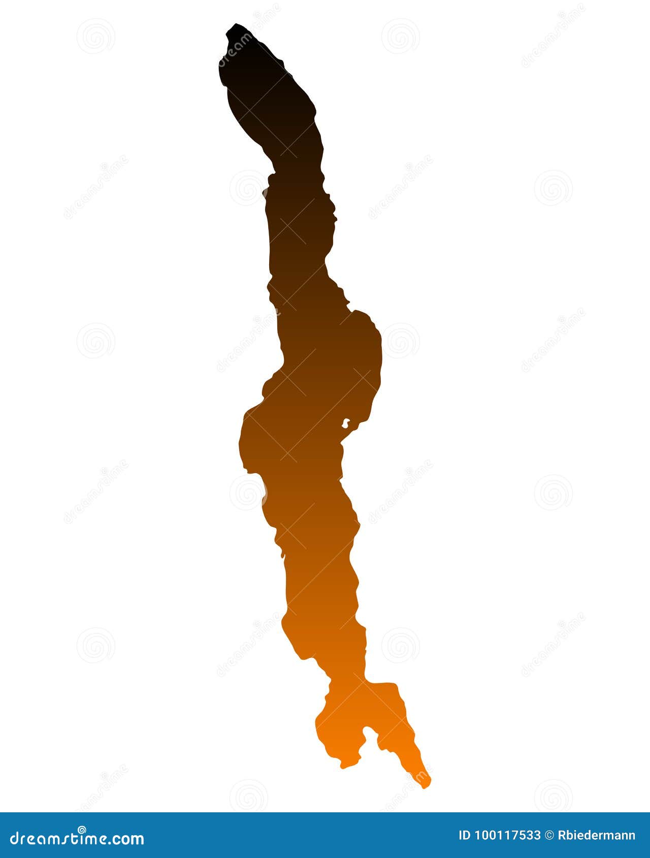 Detailed Accurate Illustration Map of Lake Malawi