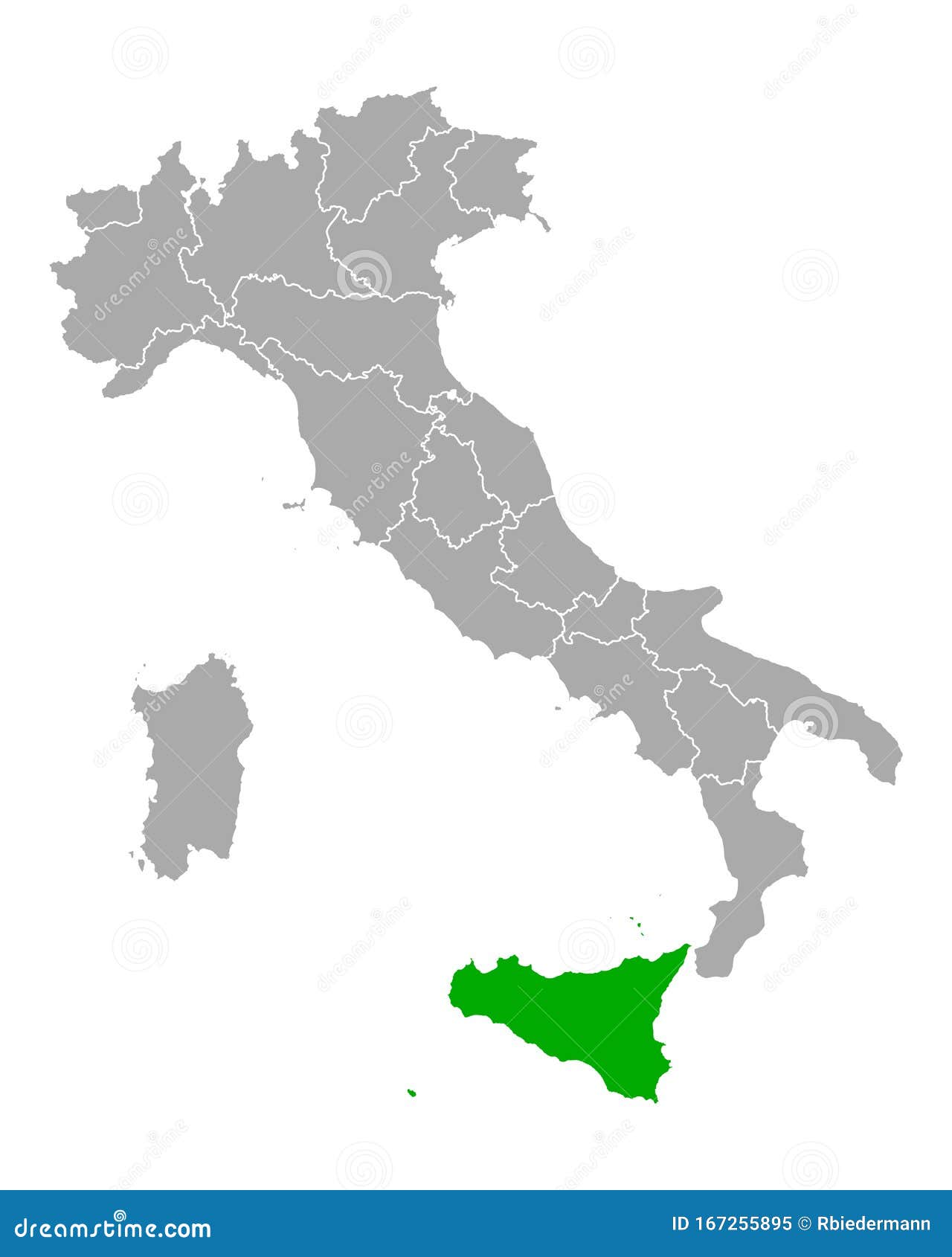 Map of Sicily in Italy stock vector. Illustration of location - 167255895