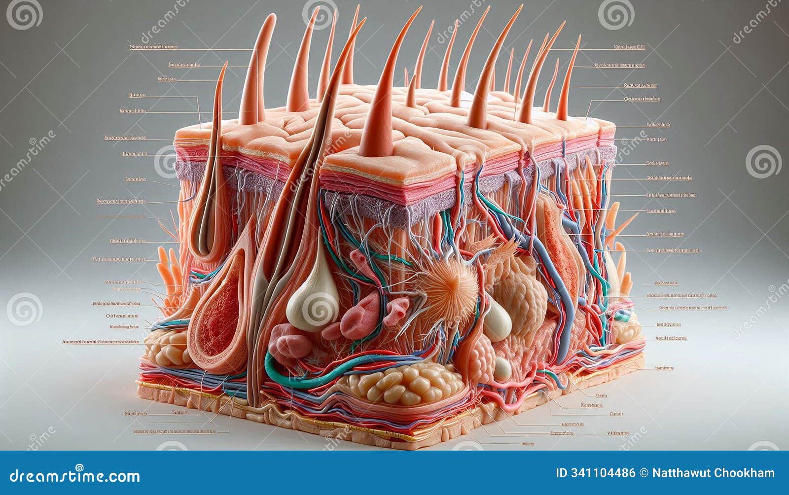 Detailed Anatomy of Human Skin Layers and Structures Stock Illustration ... Biology Diagrams