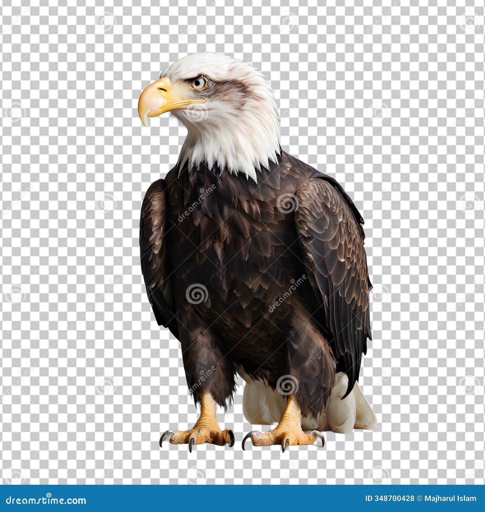 detailed bald eagle with transparent background for creative 