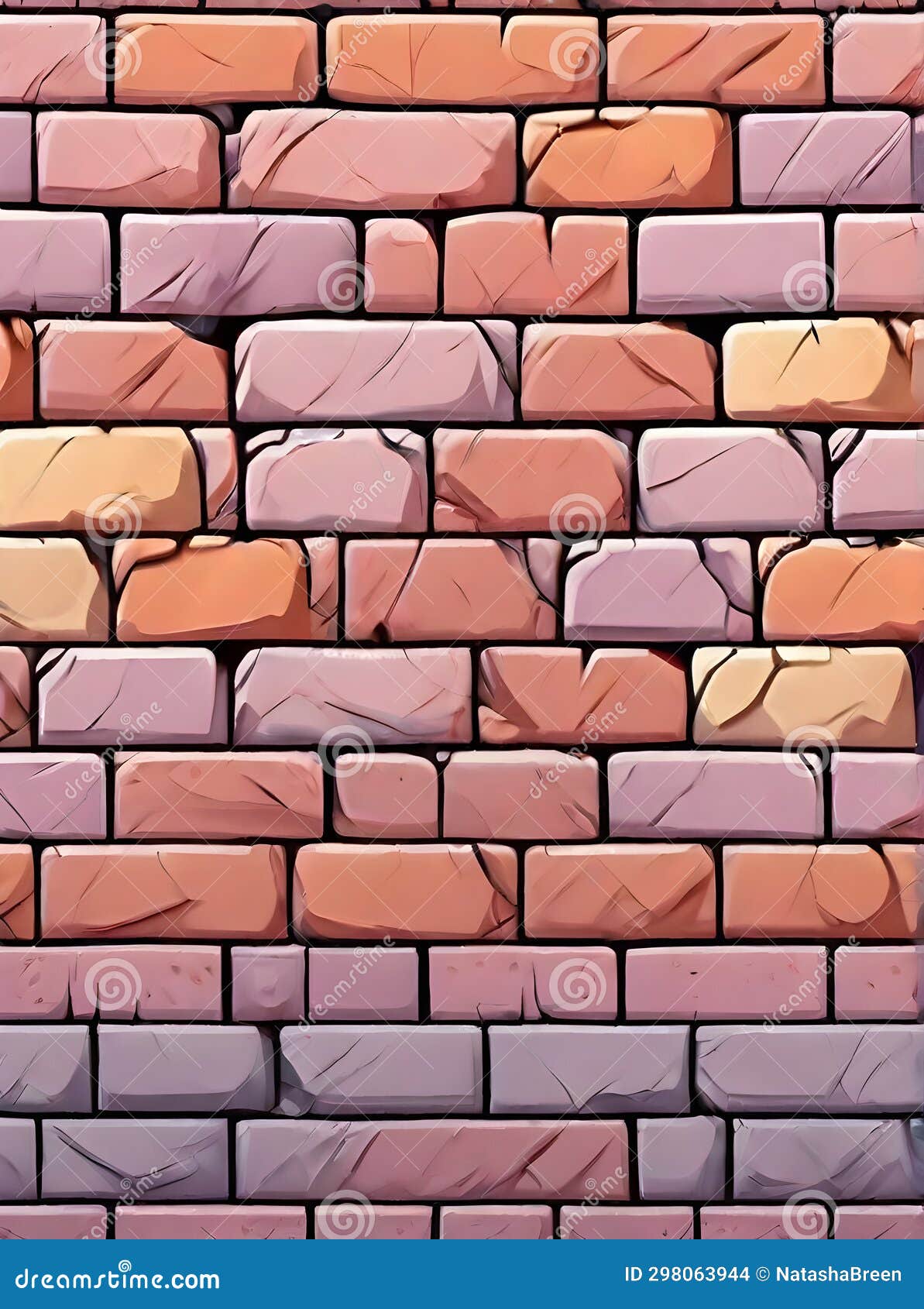 detailed brick drawing with pastel tones k