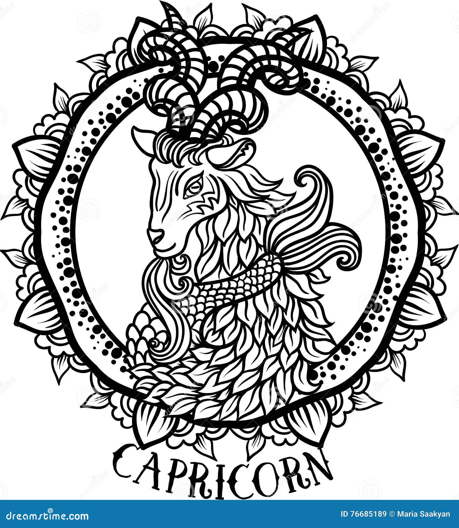 Download Detailed Capricorn In Aztec Style Stock Illustration - Illustration of magic, boho: 76685189