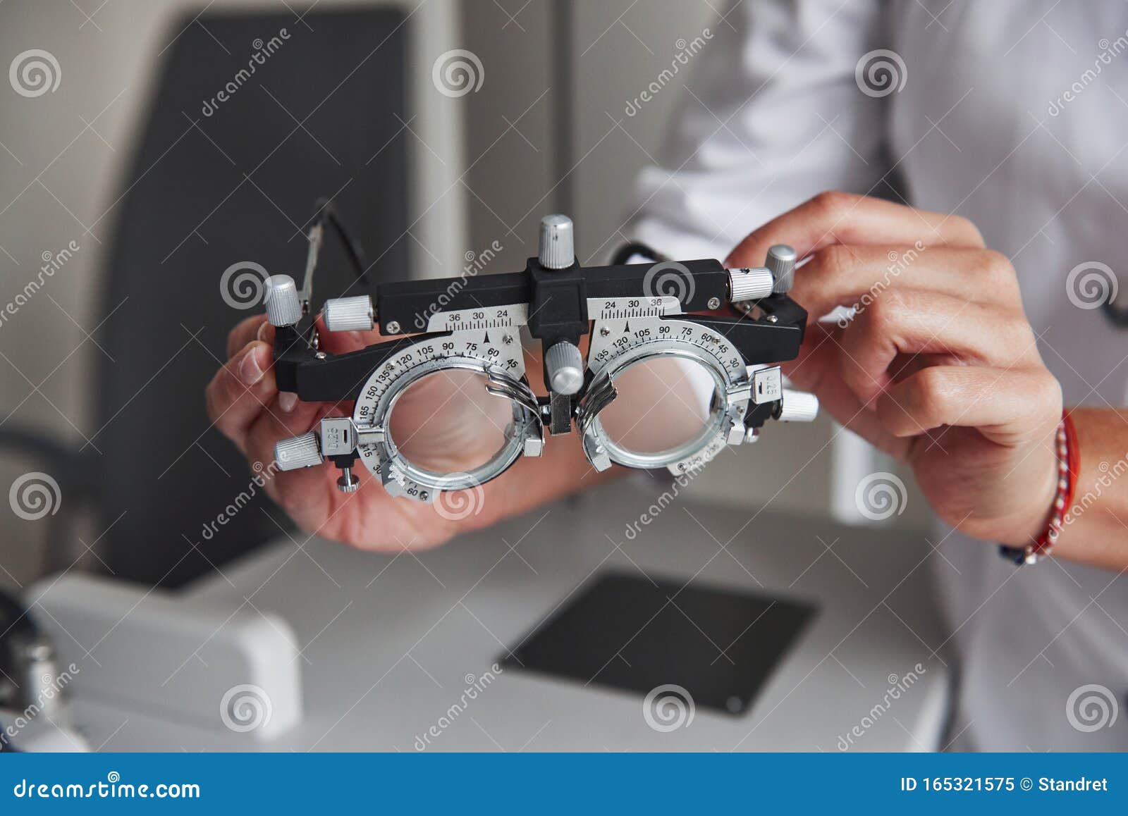 Detailed Close Up Photo. Female Hands Holding the Optical Device for ...