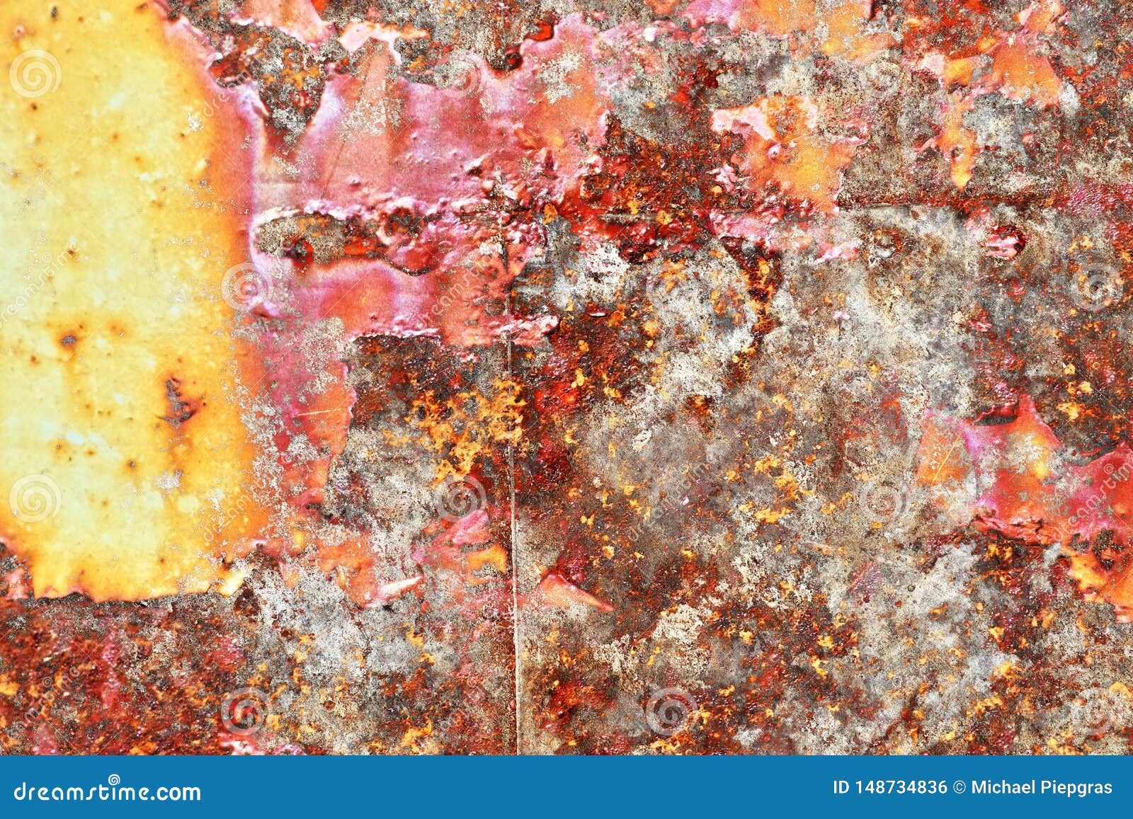 detailed close up texture of brown and white rusty metal surfaces in high resolution