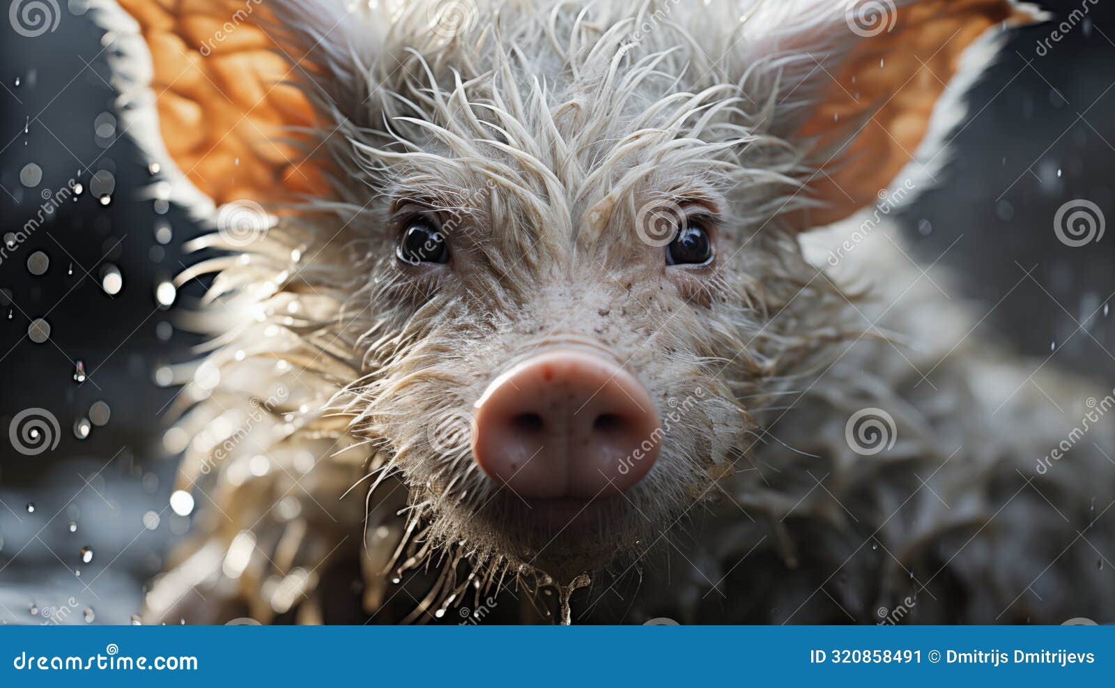 detailed close-up view reveals the pig's adorable features and playful demeanor highlighting its endearing nature