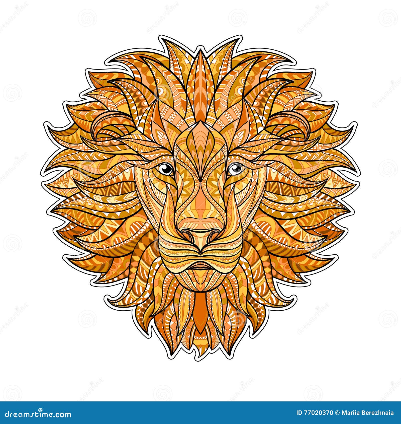 Detailed Colored Lion in Aztec Style. Patterned Head of the on Background. African Indian Totem Tattoo Design Stock Vector - Illustration of drawing, zodiac: 77020370